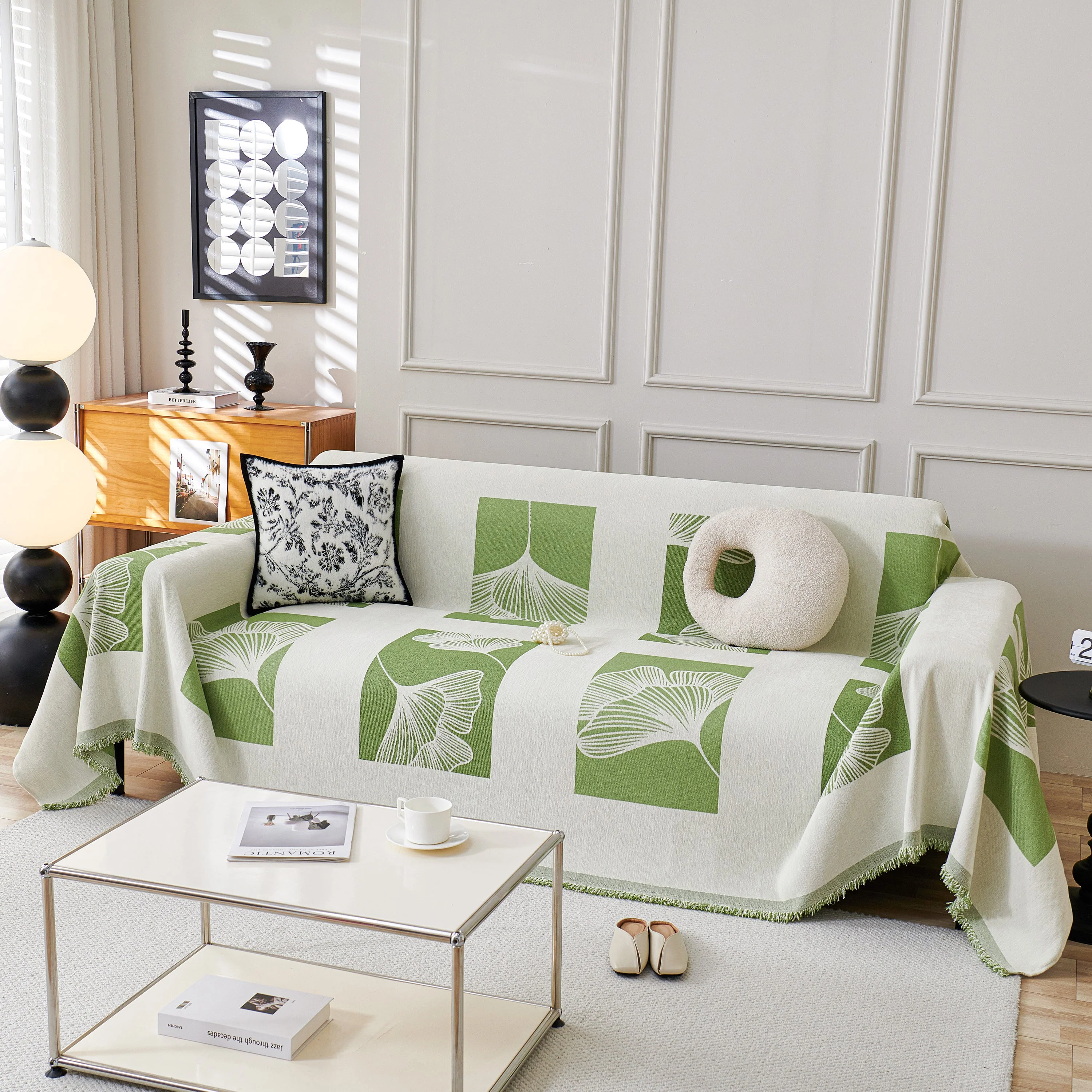 Reversible Ginkgo Leaf Furniture Slipcovers for Sofas Scratch Resistant Sectional Sofa Throw Covers - Image 18