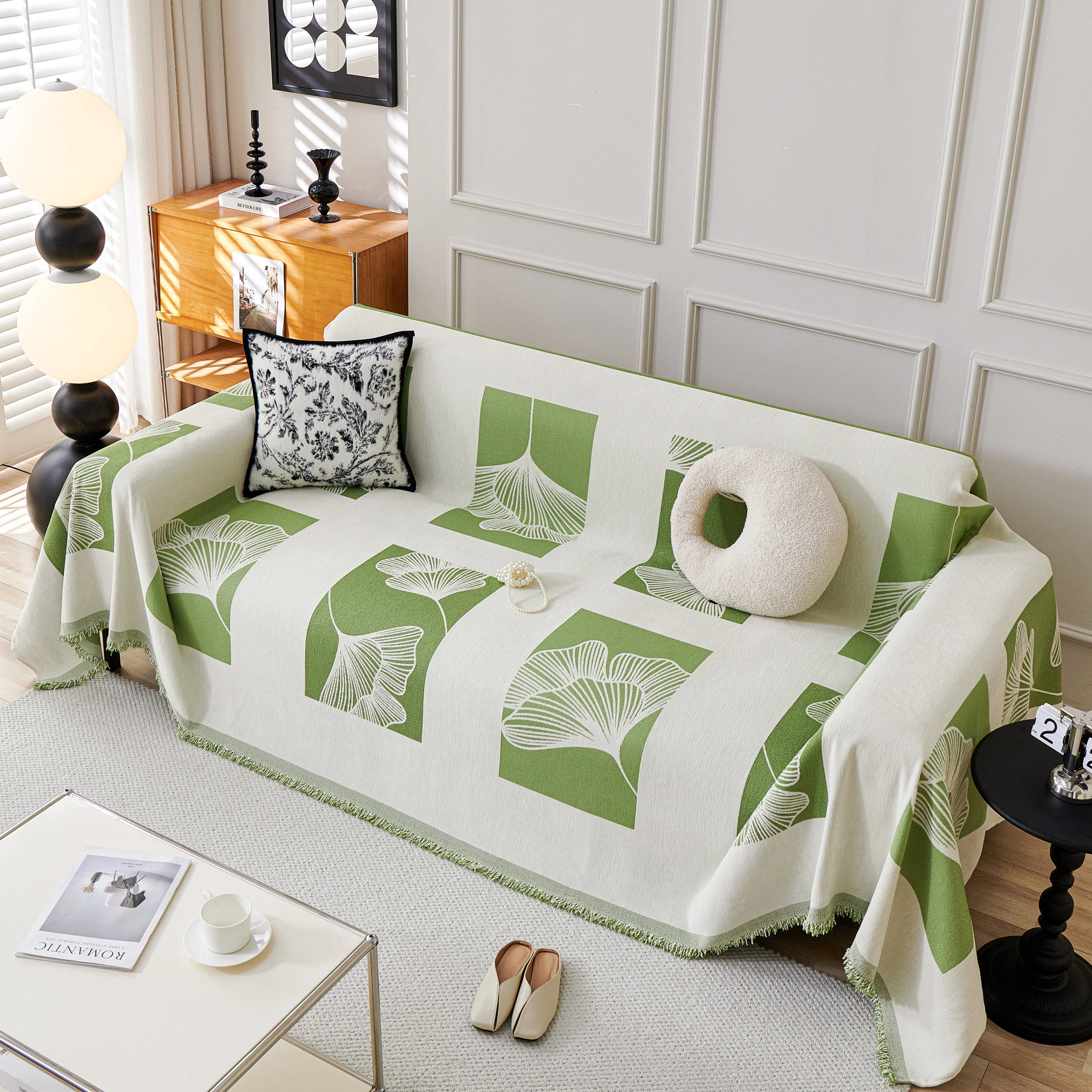 Reversible Ginkgo Leaf Furniture Slipcovers for Sofas Scratch Resistant Sectional Sofa Throw Covers - Image 19