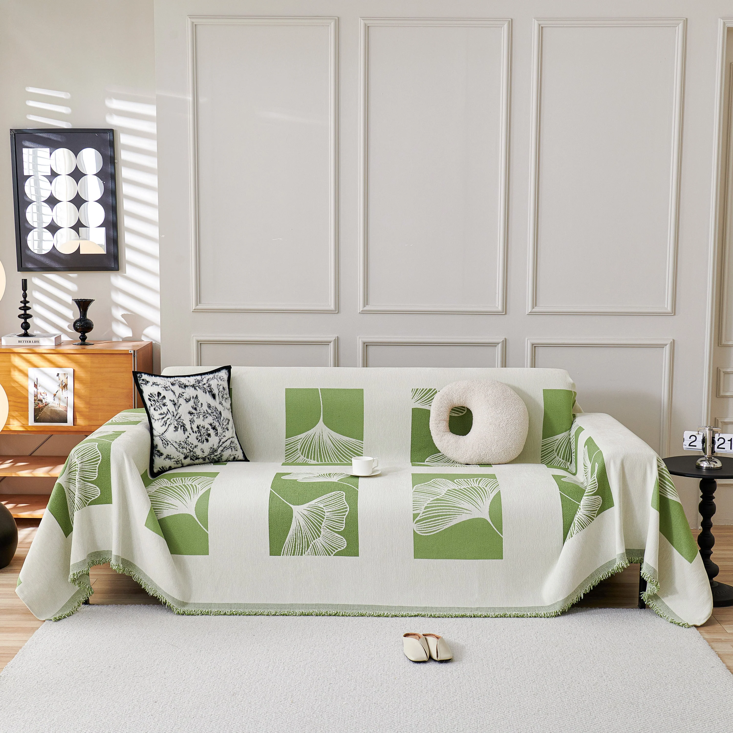 Reversible Ginkgo Leaf Furniture Slipcovers for Sofas Scratch Resistant Sectional Sofa Throw Covers - Image 2
