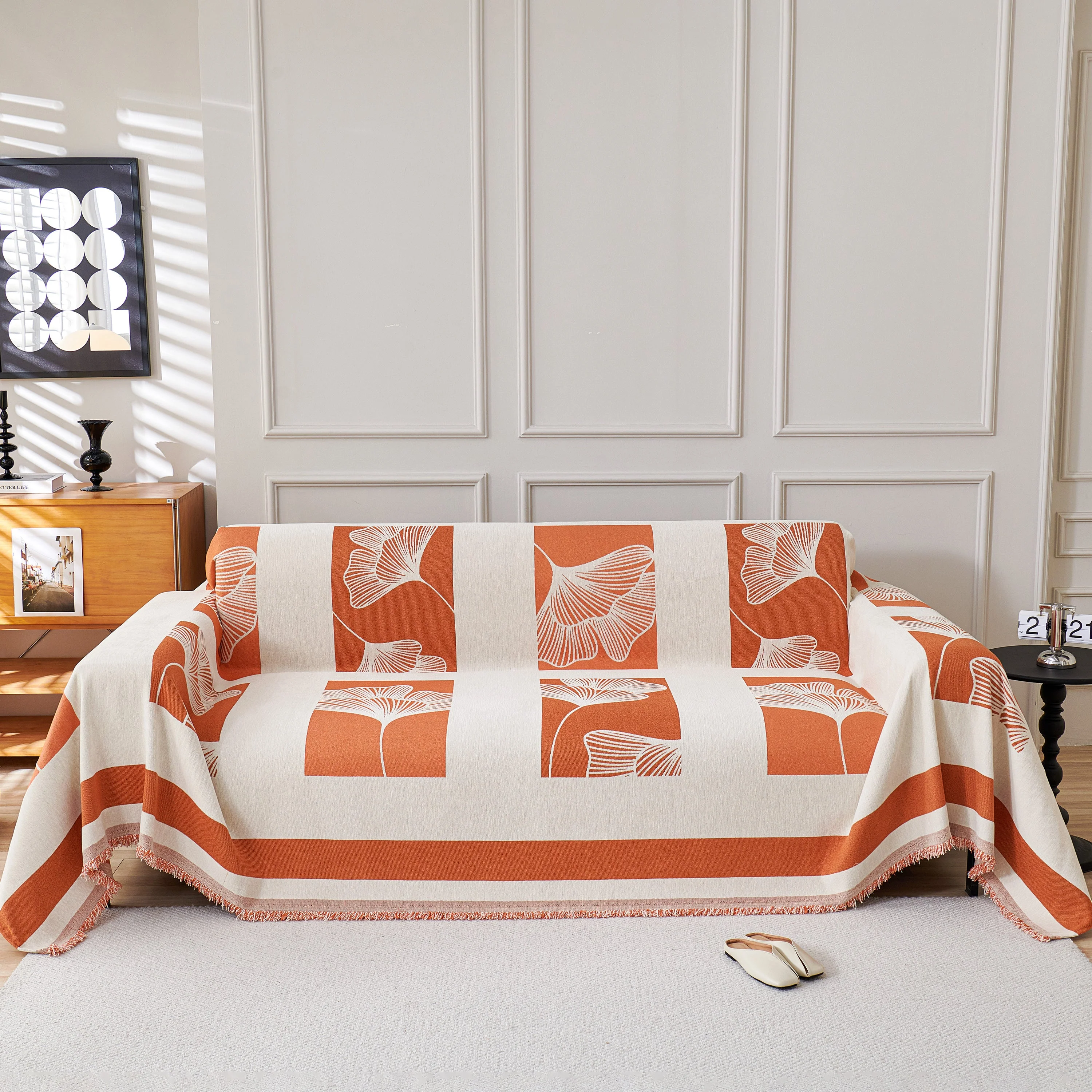 Reversible Ginkgo Leaf Furniture Slipcovers for Sofas Scratch Resistant Sectional Sofa Throw Covers - Image 22