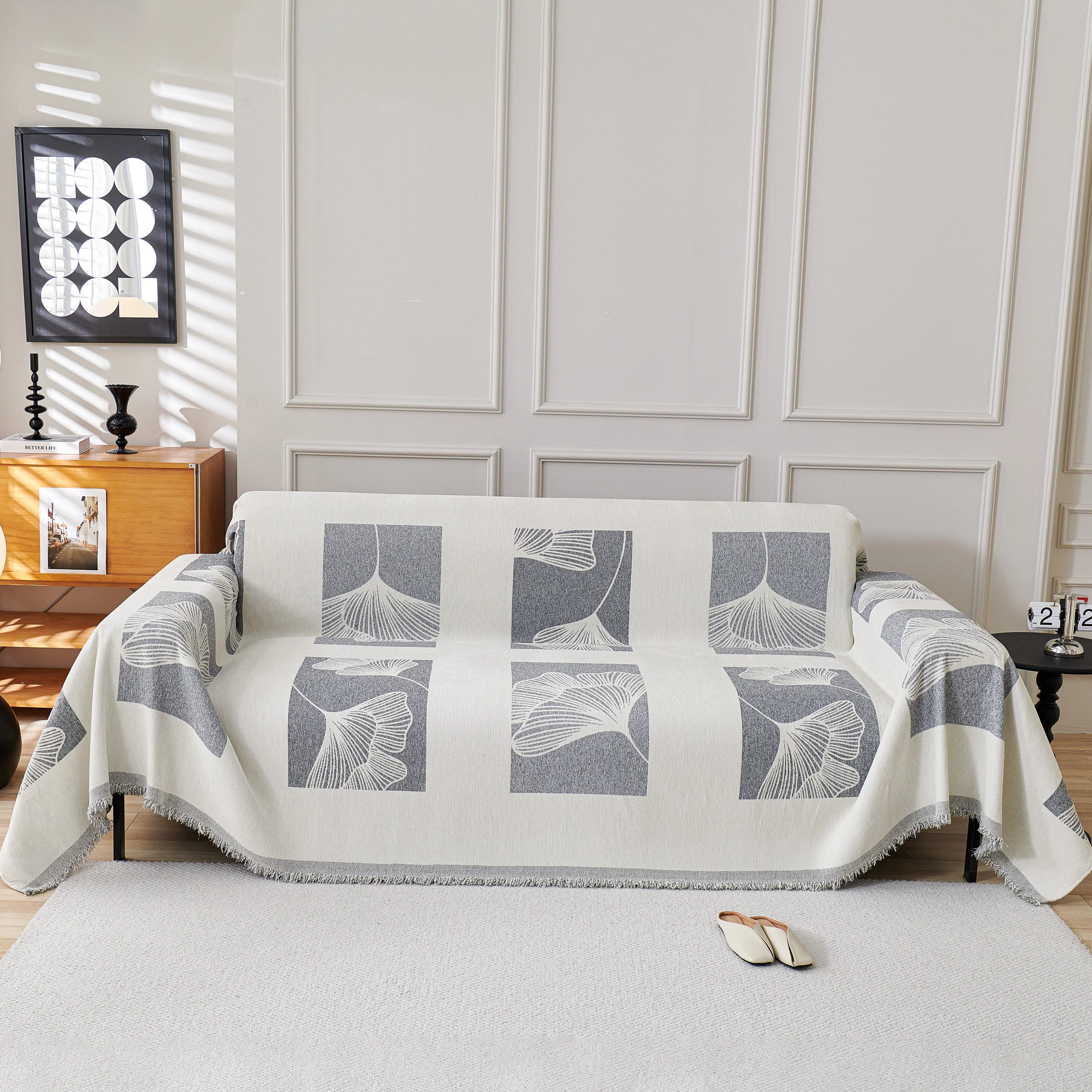 Reversible Ginkgo Leaf Furniture Slipcovers for Sofas Scratch Resistant Sectional Sofa Throw Covers - Image 23