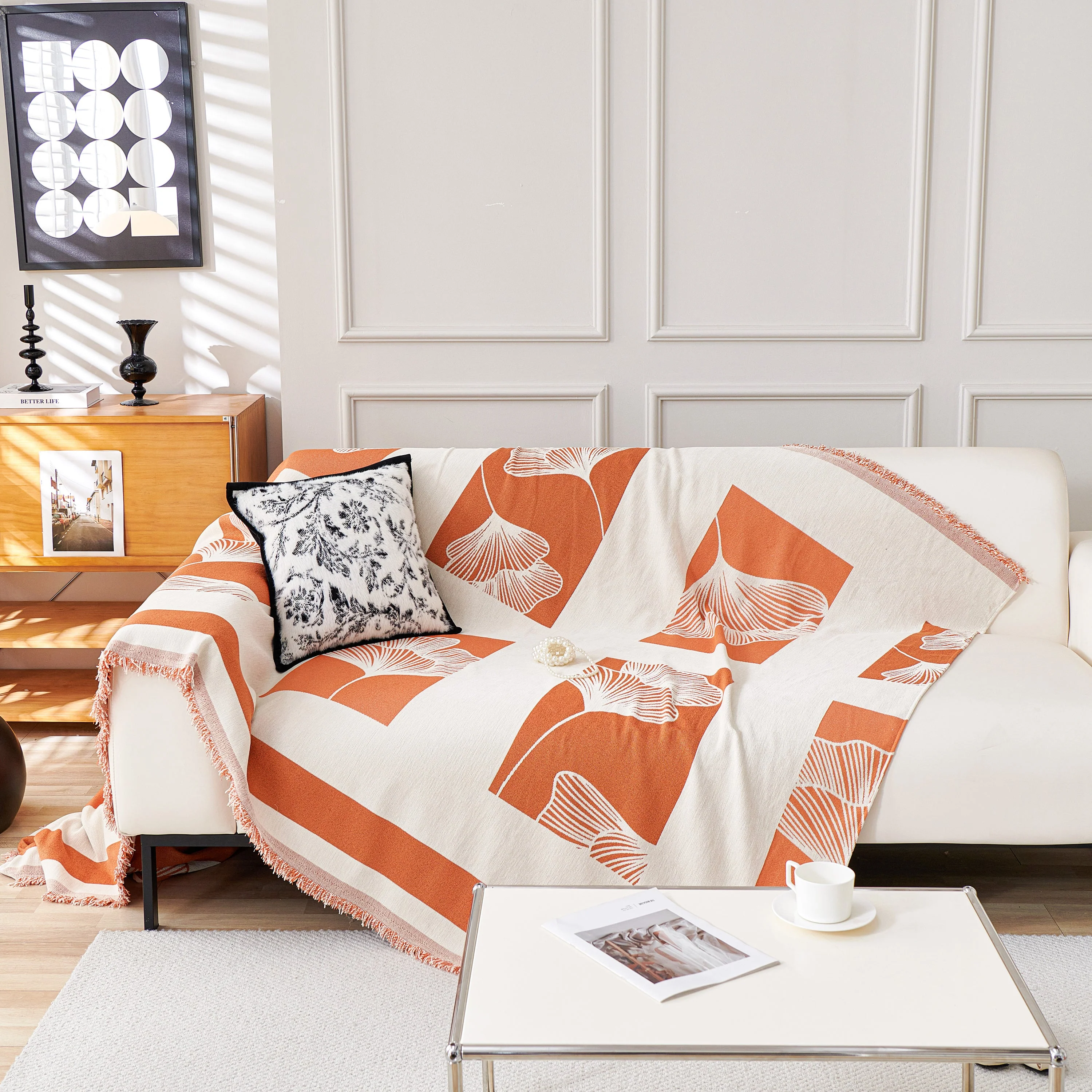 Reversible Ginkgo Leaf Furniture Slipcovers for Sofas Scratch Resistant Sectional Sofa Throw Covers - Image 28