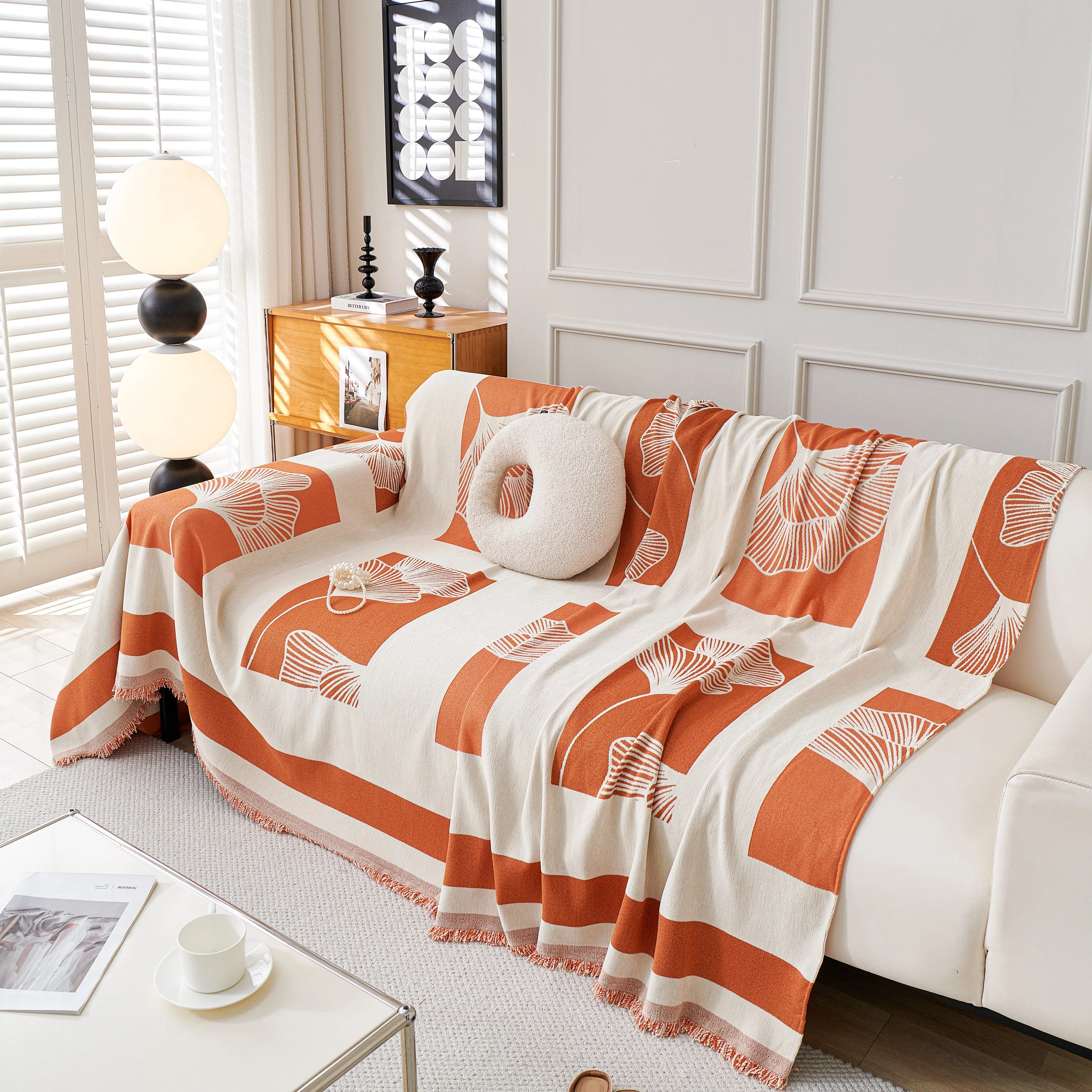 Reversible Ginkgo Leaf Furniture Slipcovers for Sofas Scratch Resistant Sectional Sofa Throw Covers - Image 30