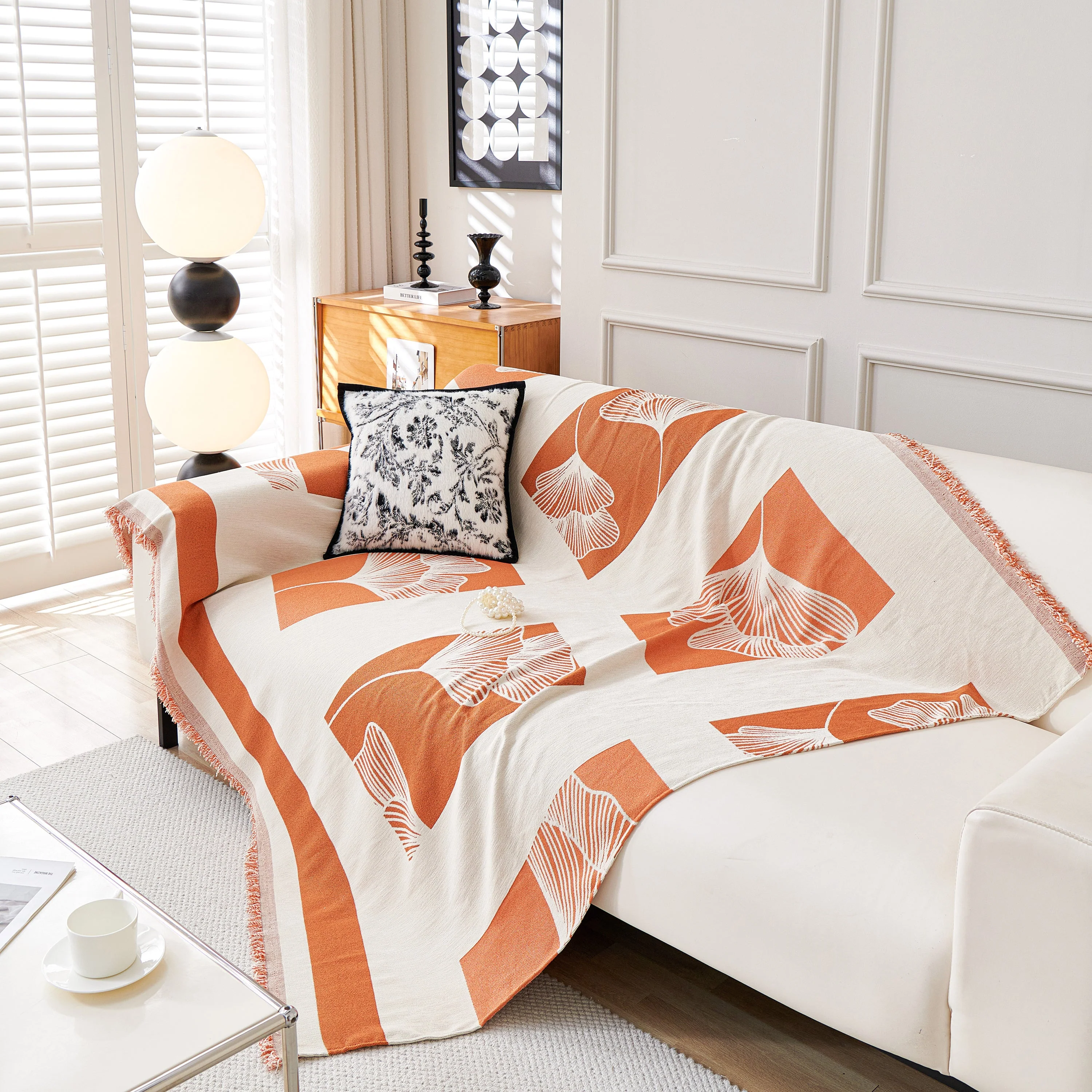 Reversible Ginkgo Leaf Furniture Slipcovers for Sofas Scratch Resistant Sectional Sofa Throw Covers - Image 31