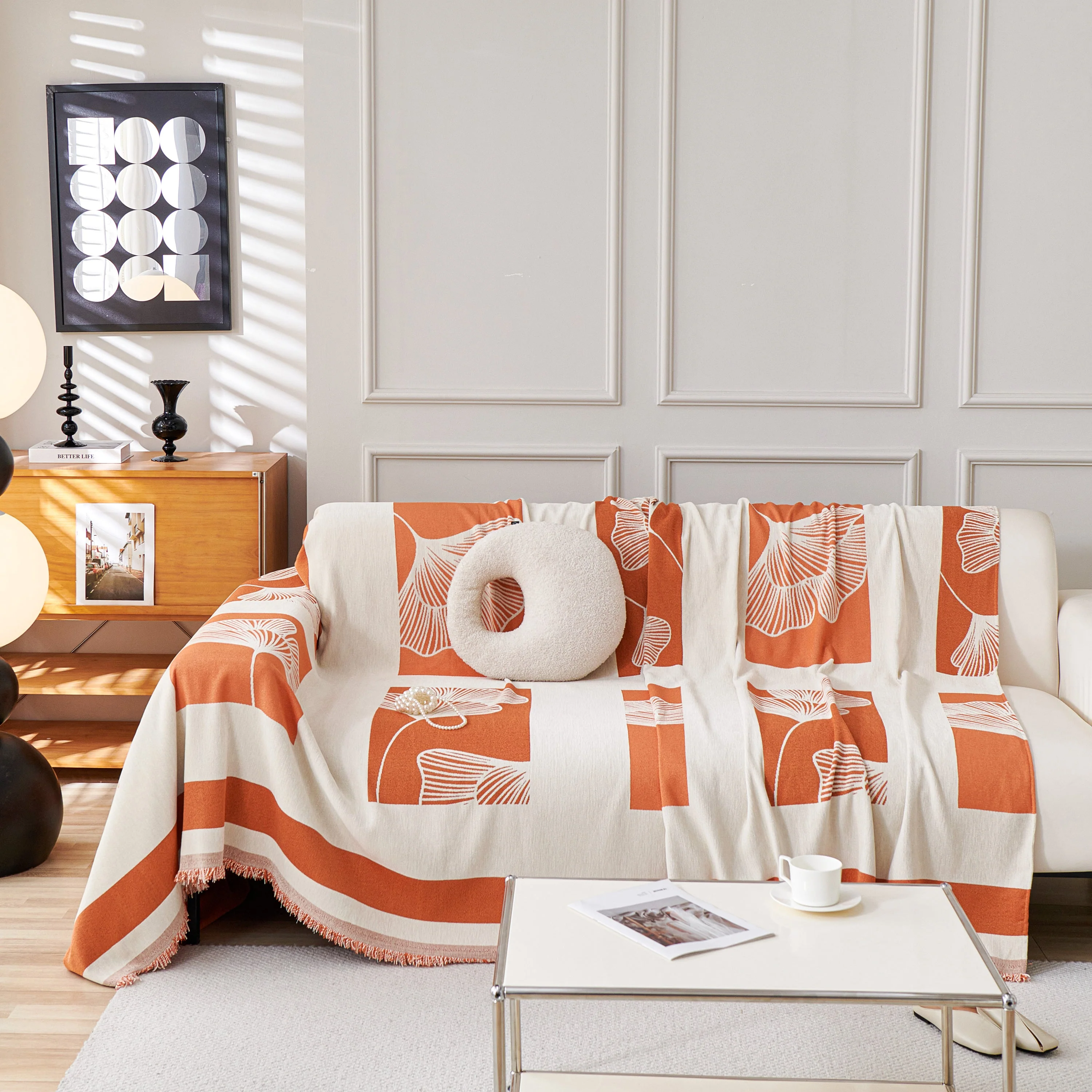 Reversible Ginkgo Leaf Furniture Slipcovers for Sofas Scratch Resistant Sectional Sofa Throw Covers - Image 34