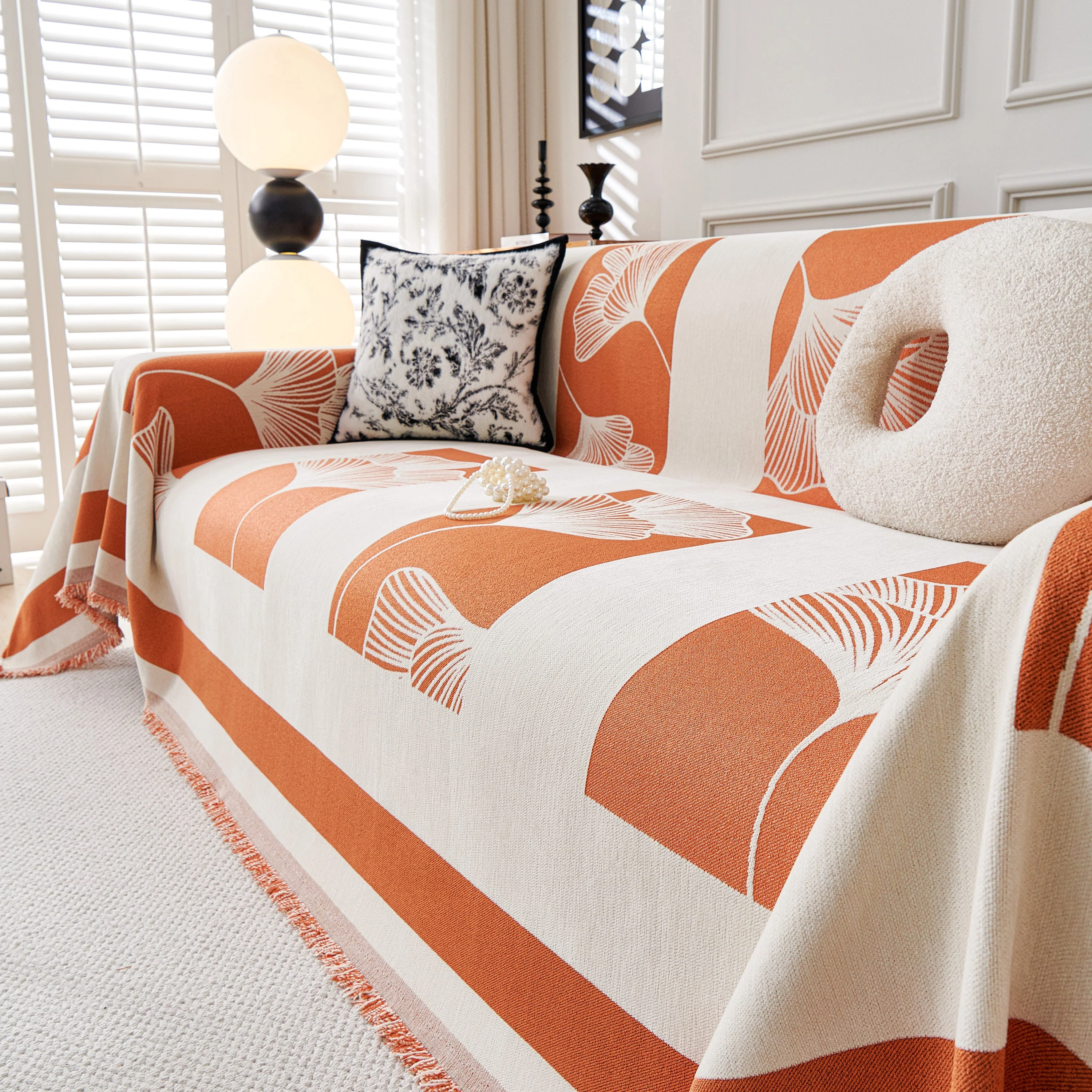Reversible Ginkgo Leaf Furniture Slipcovers for Sofas Scratch Resistant Sectional Sofa Throw Covers - Image 36