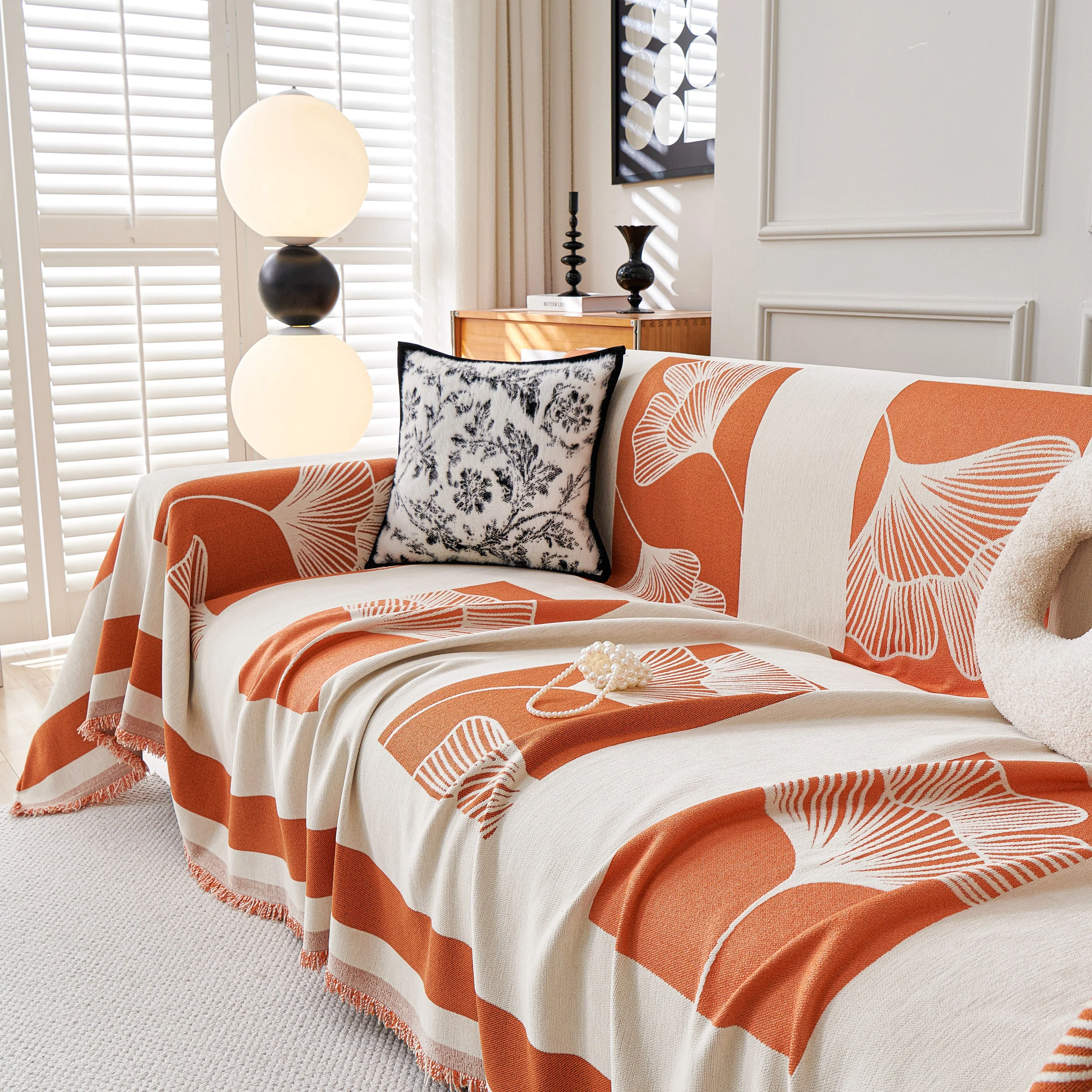 Reversible Ginkgo Leaf Furniture Slipcovers for Sofas Scratch Resistant Sectional Sofa Throw Covers - Image 38