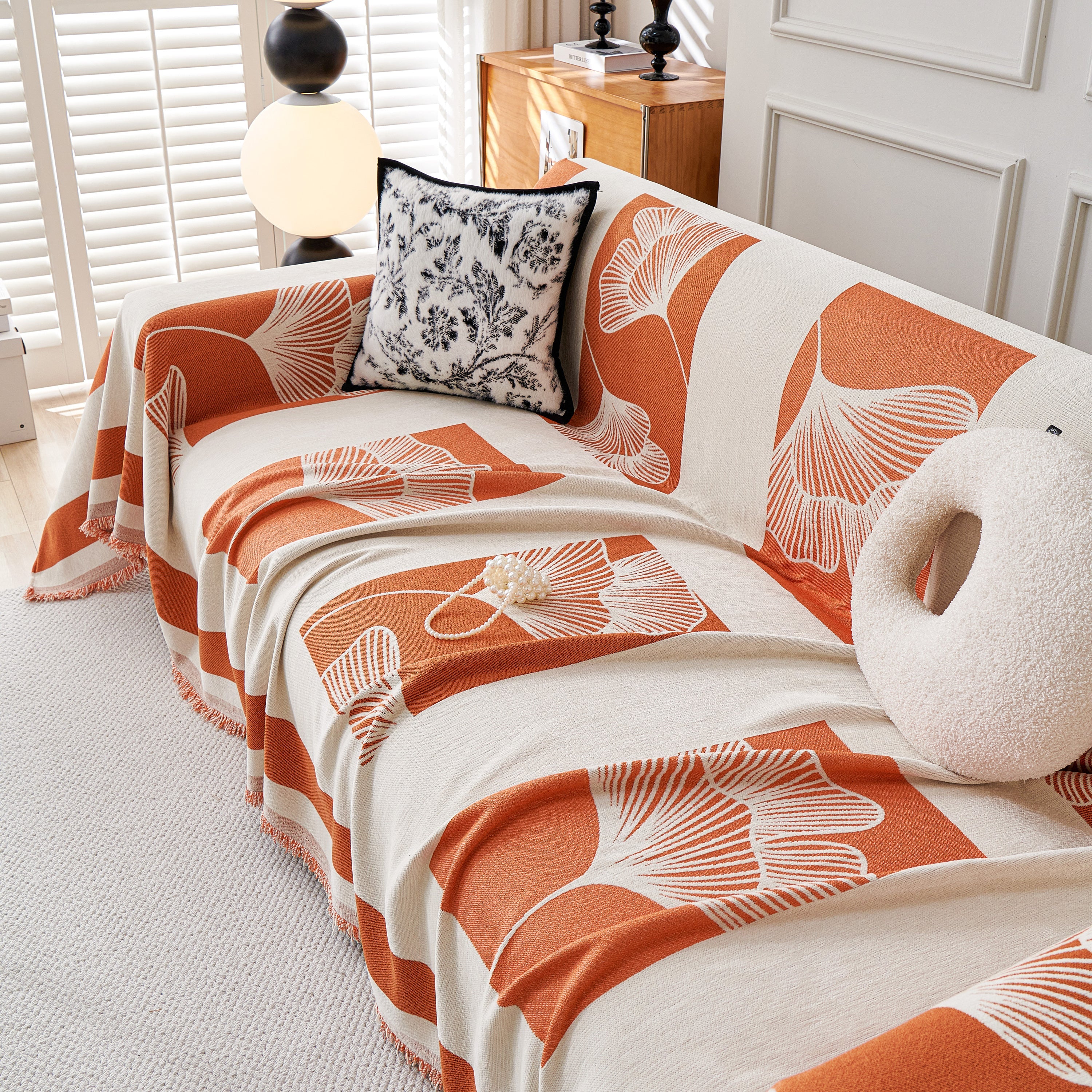 Reversible Ginkgo Leaf Furniture Slipcovers for Sofas Scratch Resistant Sectional Sofa Throw Covers - Image 42