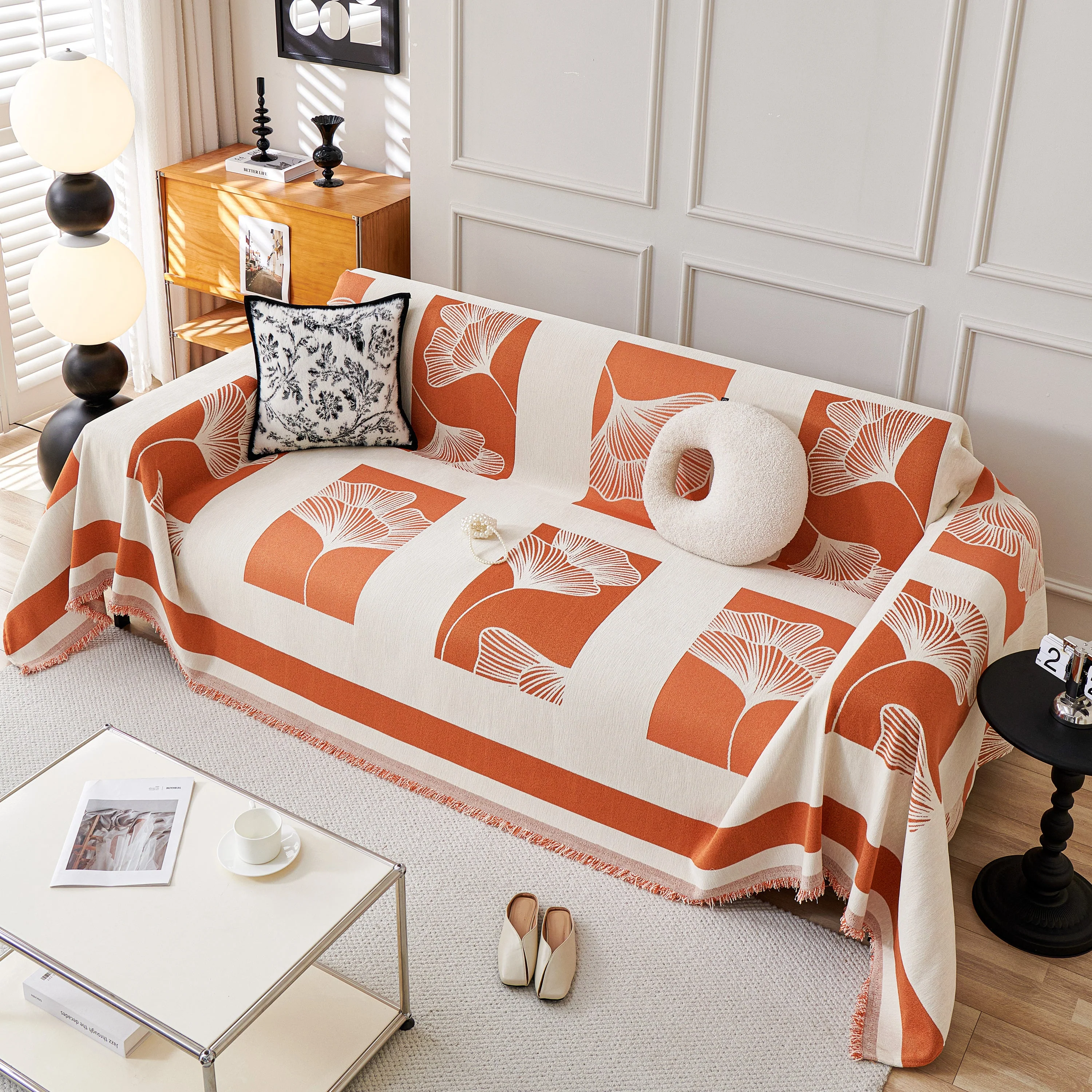 Reversible Ginkgo Leaf Furniture Slipcovers for Sofas Scratch Resistant Sectional Sofa Throw Covers - Image 45
