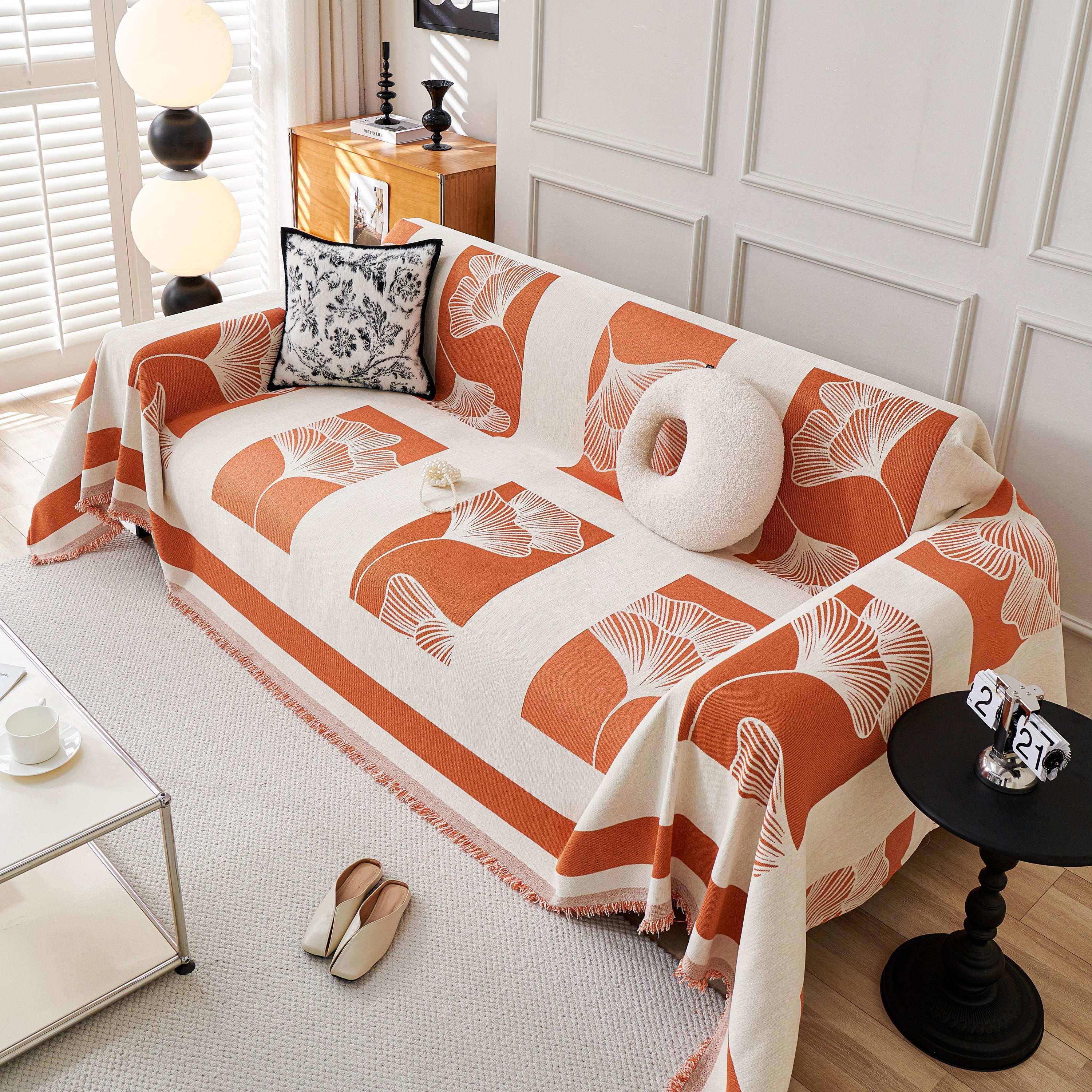 Reversible Ginkgo Leaf Furniture Slipcovers for Sofas Scratch Resistant Sectional Sofa Throw Covers - Image 46