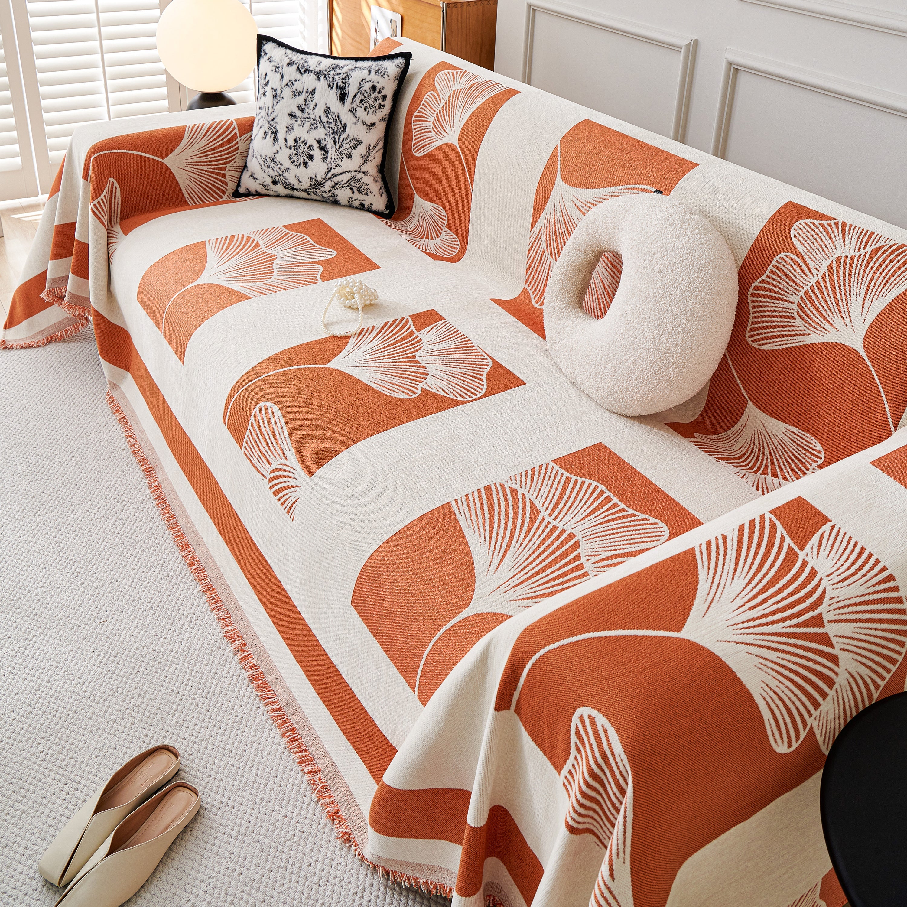 Reversible Ginkgo Leaf Furniture Slipcovers for Sofas Scratch Resistant Sectional Sofa Throw Covers - Image 48