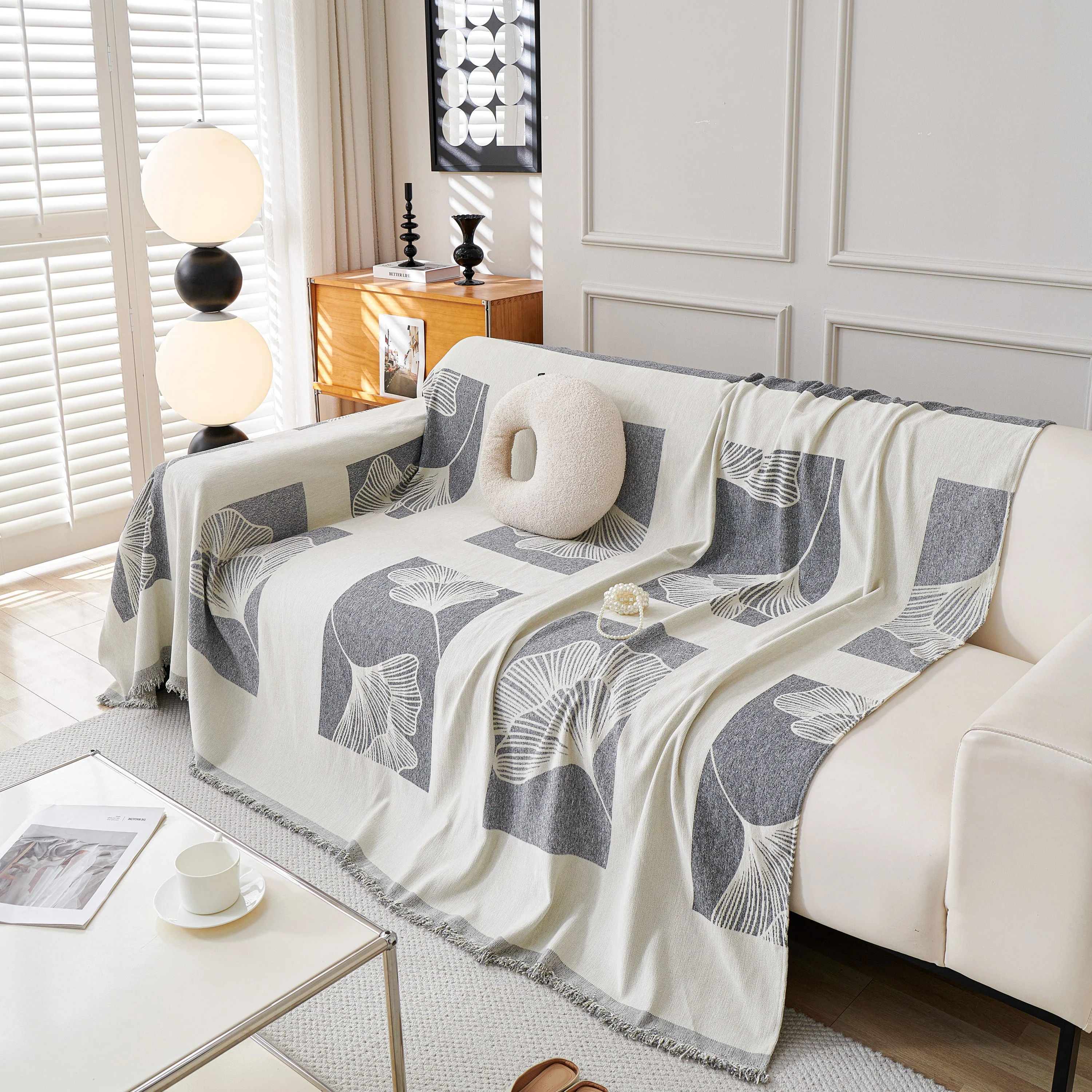 Reversible Ginkgo Leaf Furniture Slipcovers for Sofas Scratch Resistant Sectional Sofa Throw Covers - Image 55