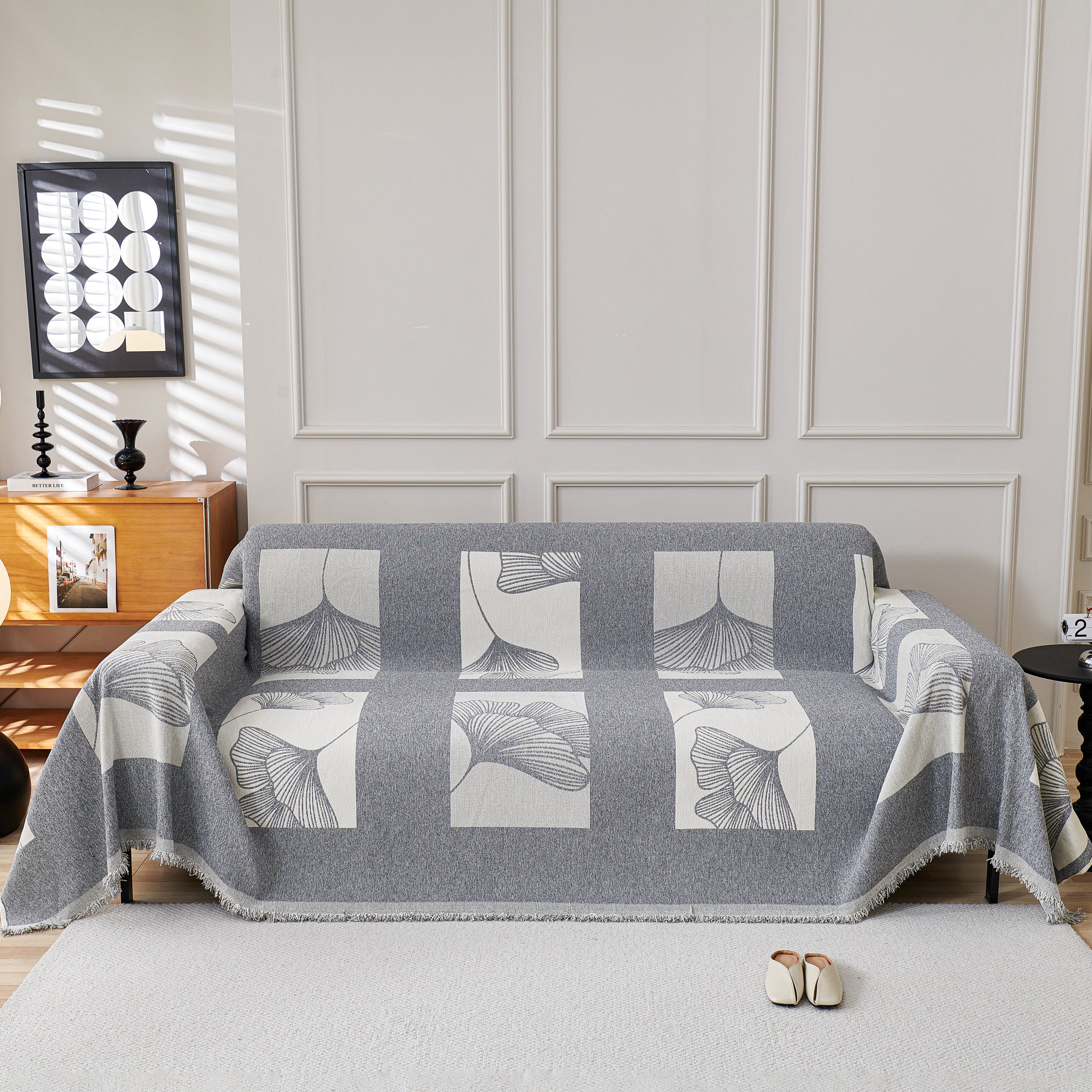 Reversible Ginkgo Leaf Furniture Slipcovers for Sofas Scratch Resistant Sectional Sofa Throw Covers - Image 60