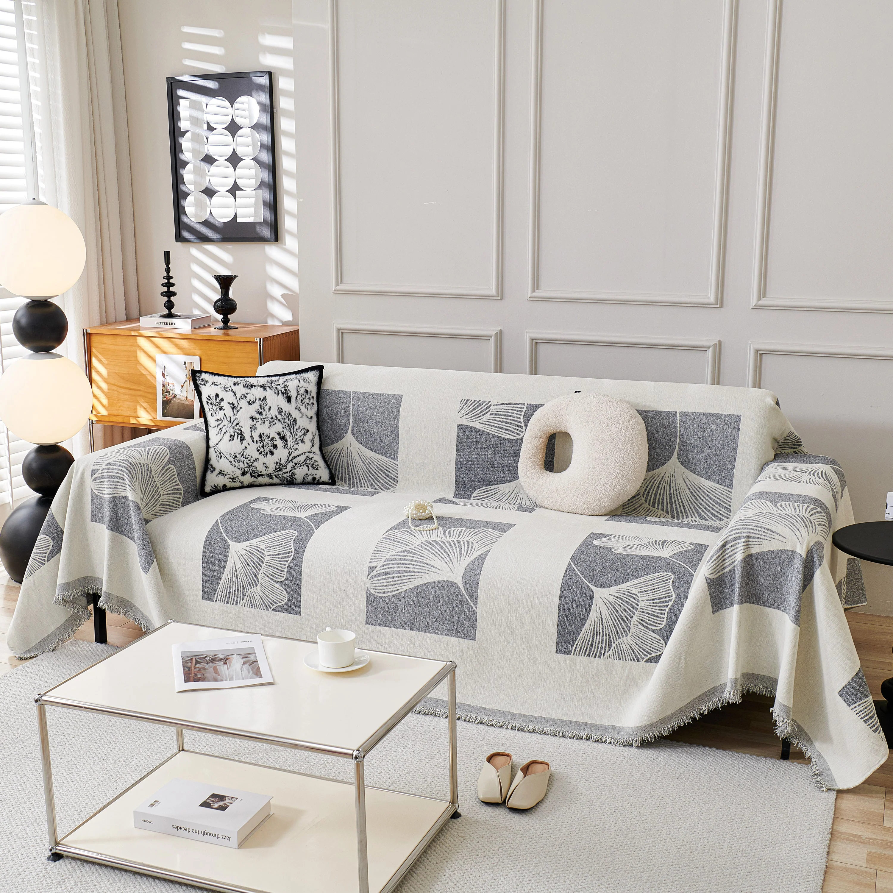 Reversible Ginkgo Leaf Furniture Slipcovers for Sofas Scratch Resistant Sectional Sofa Throw Covers - Image 61