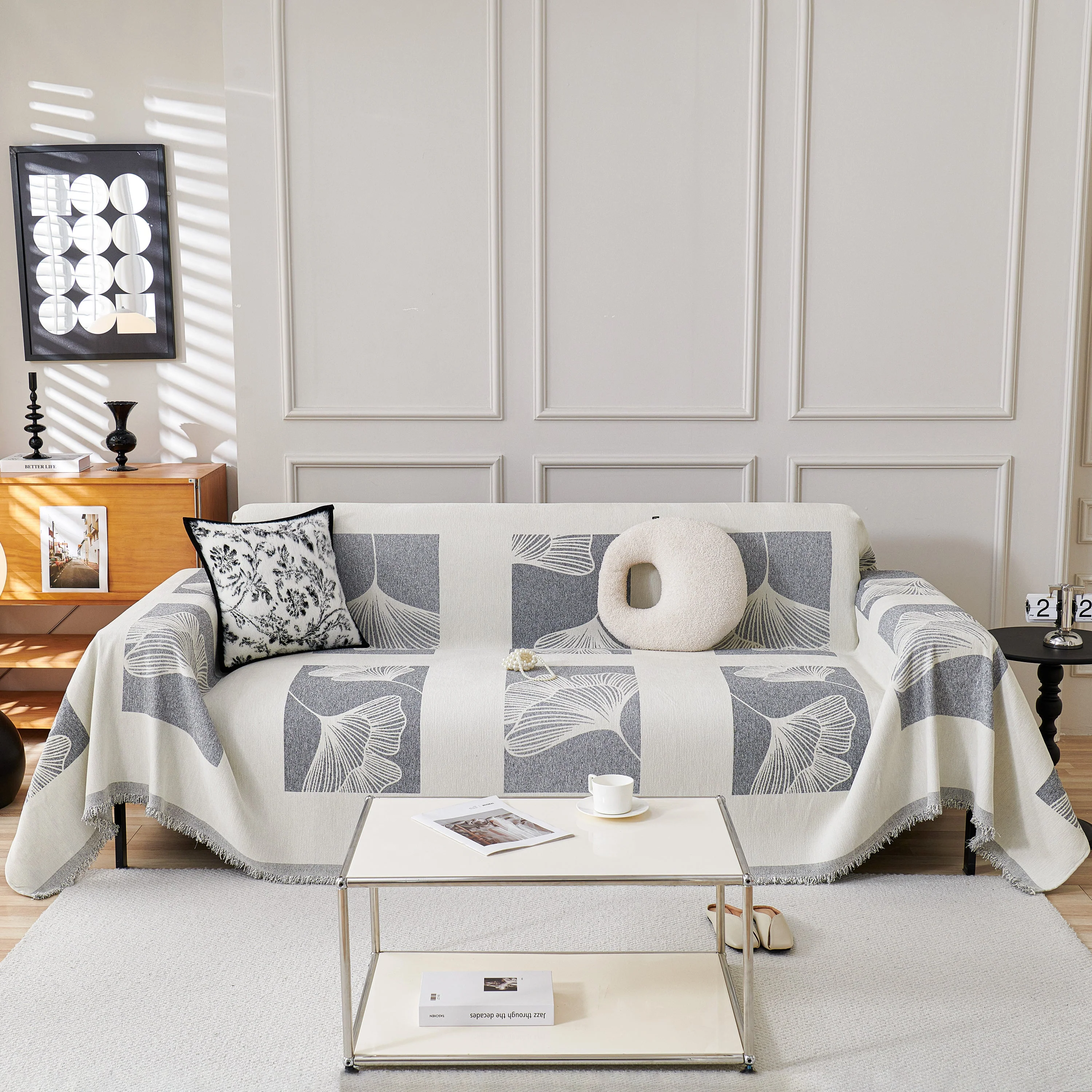 Reversible Ginkgo Leaf Furniture Slipcovers for Sofas Scratch Resistant Sectional Sofa Throw Covers - Image 64