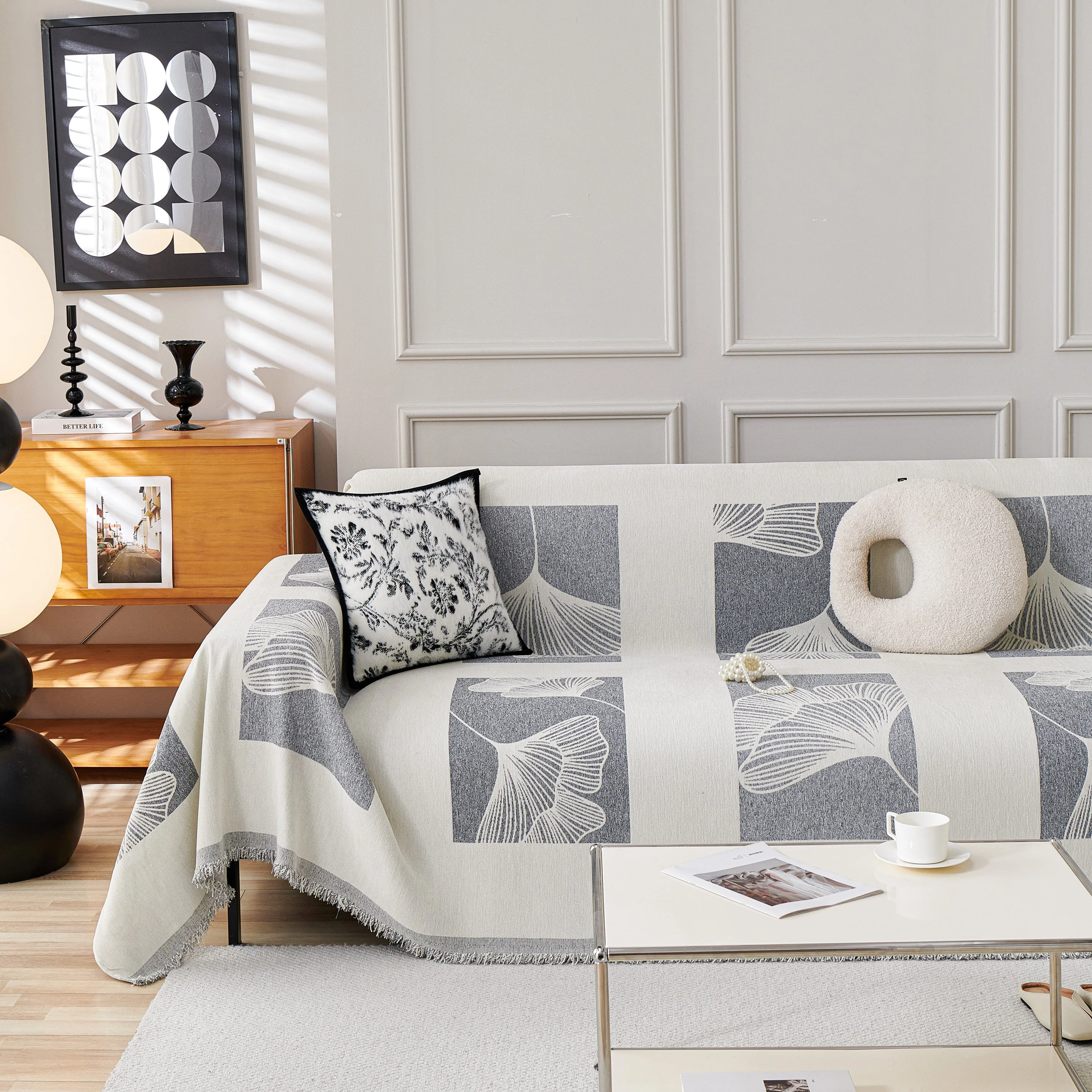 Reversible Ginkgo Leaf Furniture Slipcovers for Sofas Scratch Resistant Sectional Sofa Throw Covers - Image 65