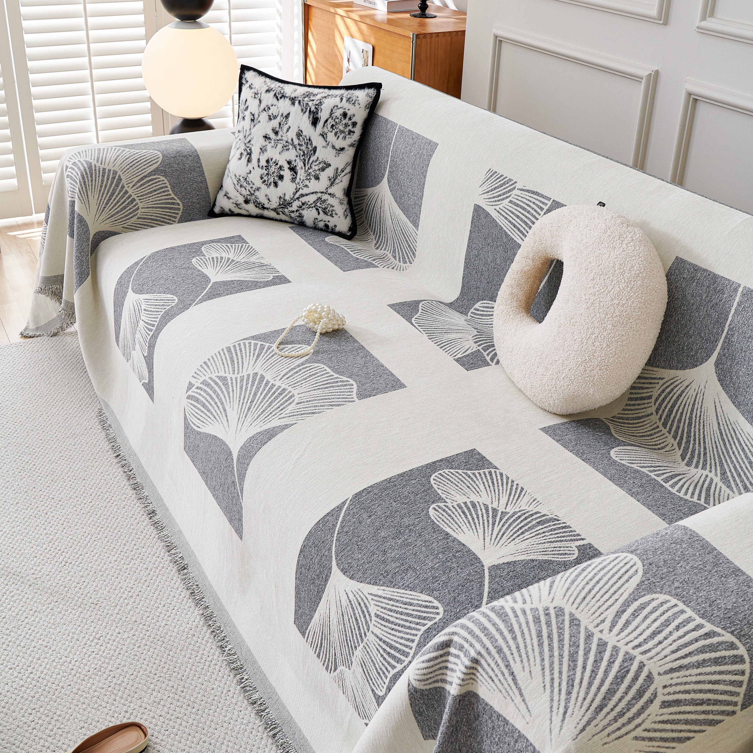Reversible Ginkgo Leaf Furniture Slipcovers for Sofas Scratch Resistant Sectional Sofa Throw Covers - Image 68