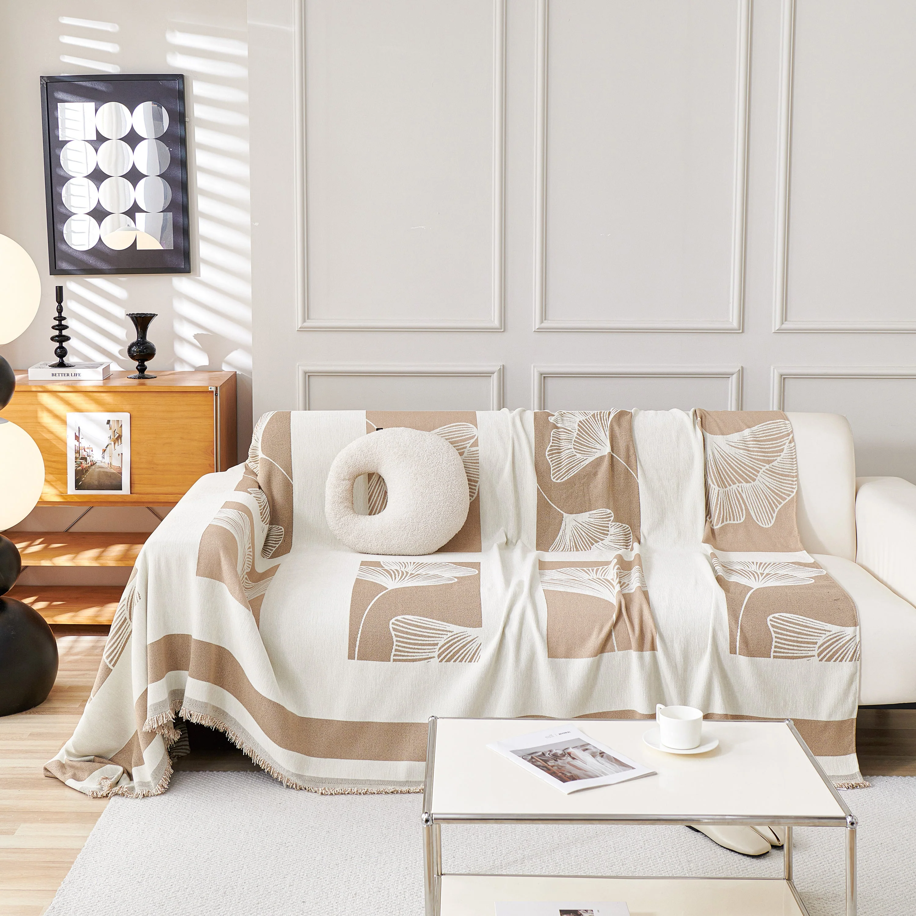 Reversible Ginkgo Leaf Furniture Slipcovers for Sofas Scratch Resistant Sectional Sofa Throw Covers - Image 74