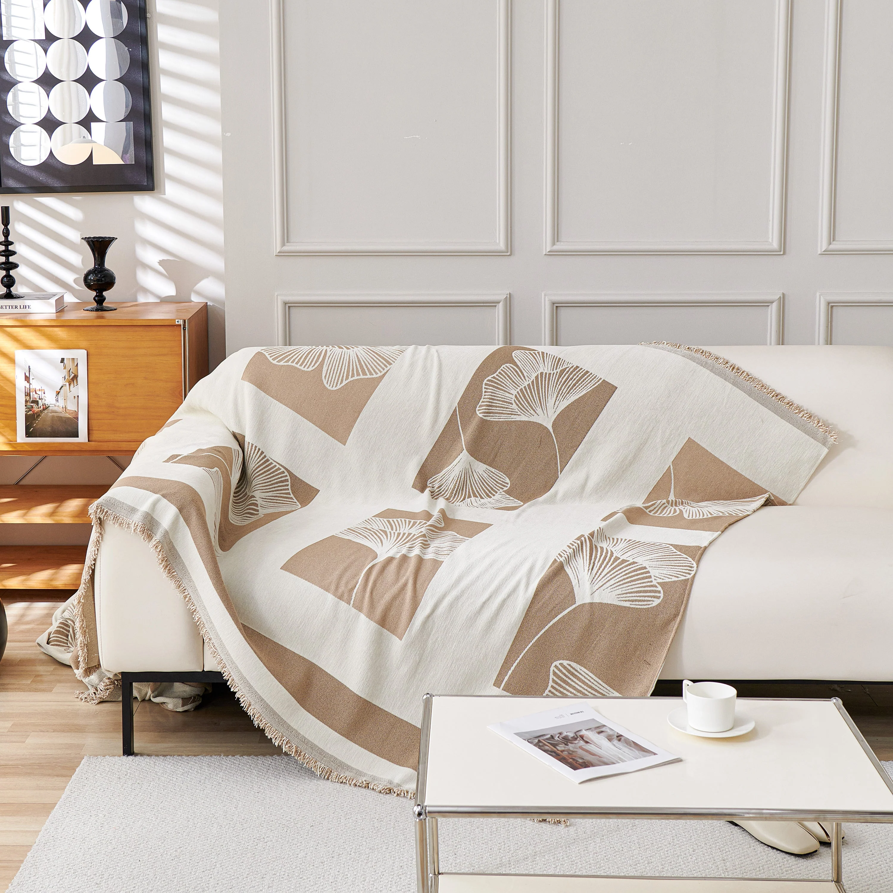 Reversible Ginkgo Leaf Furniture Slipcovers for Sofas Scratch Resistant Sectional Sofa Throw Covers - Image 76
