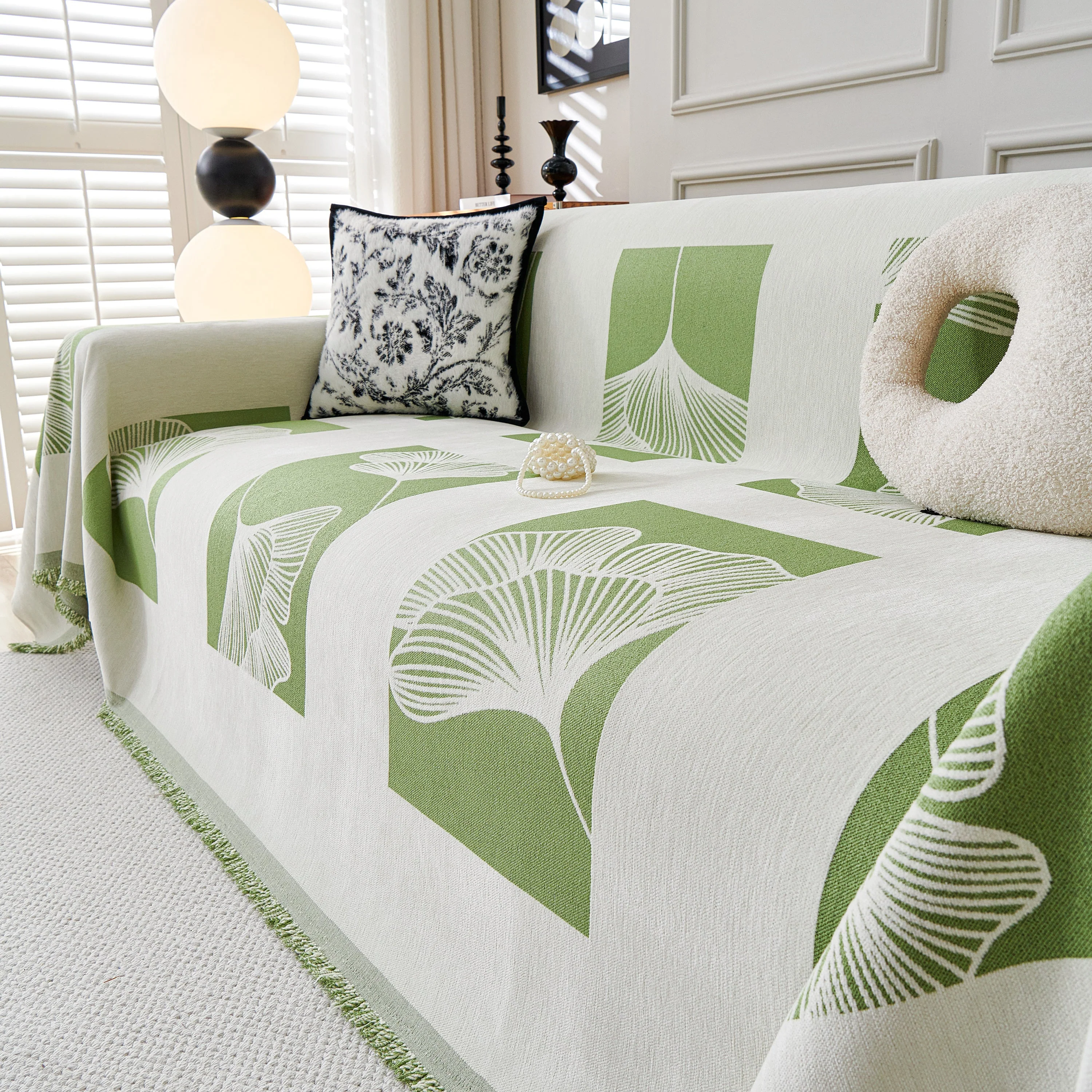 Reversible Ginkgo Leaf Furniture Slipcovers for Sofas Scratch Resistant Sectional Sofa Throw Covers - Image 8