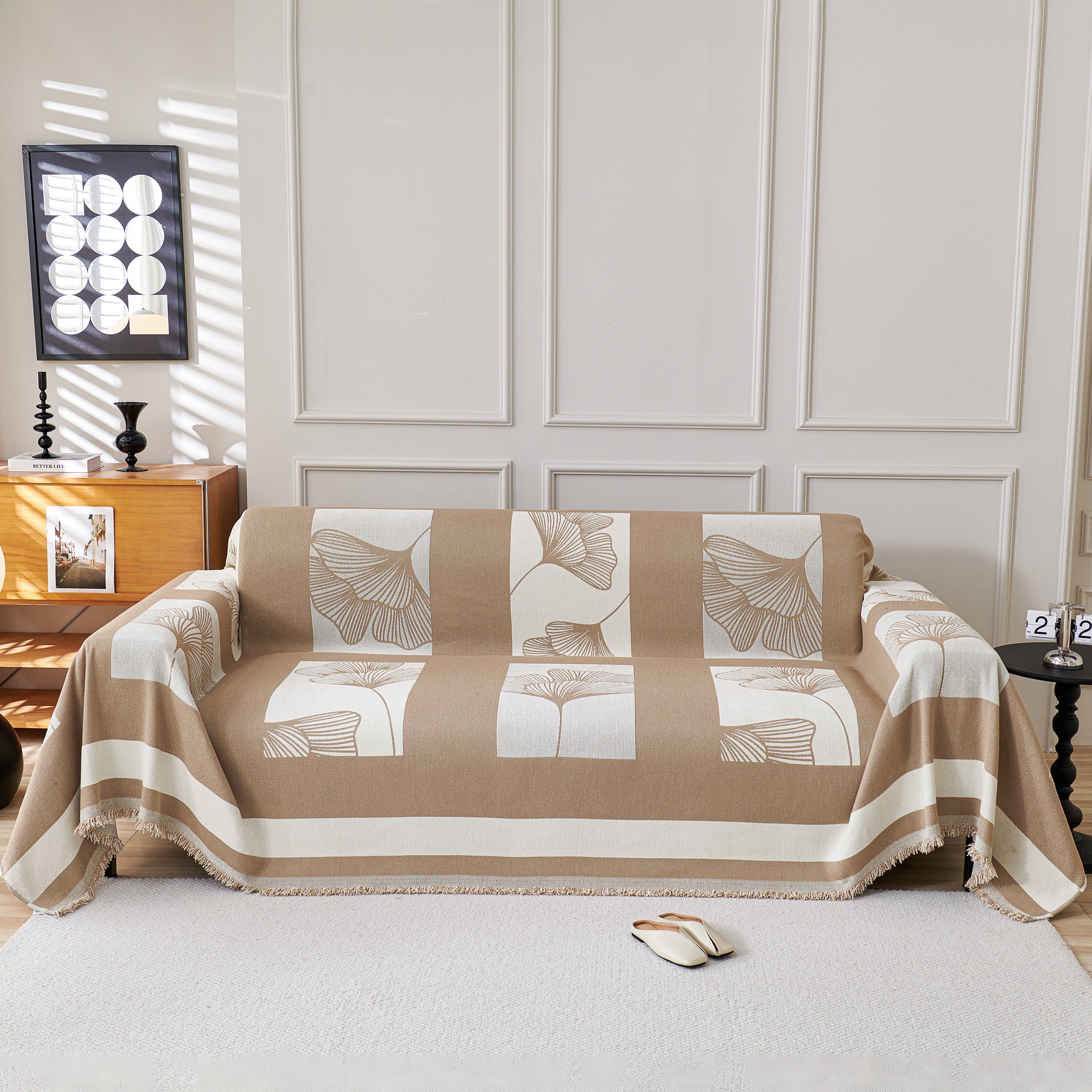 Reversible Ginkgo Leaf Furniture Slipcovers for Sofas Scratch Resistant Sectional Sofa Throw Covers - Image 80
