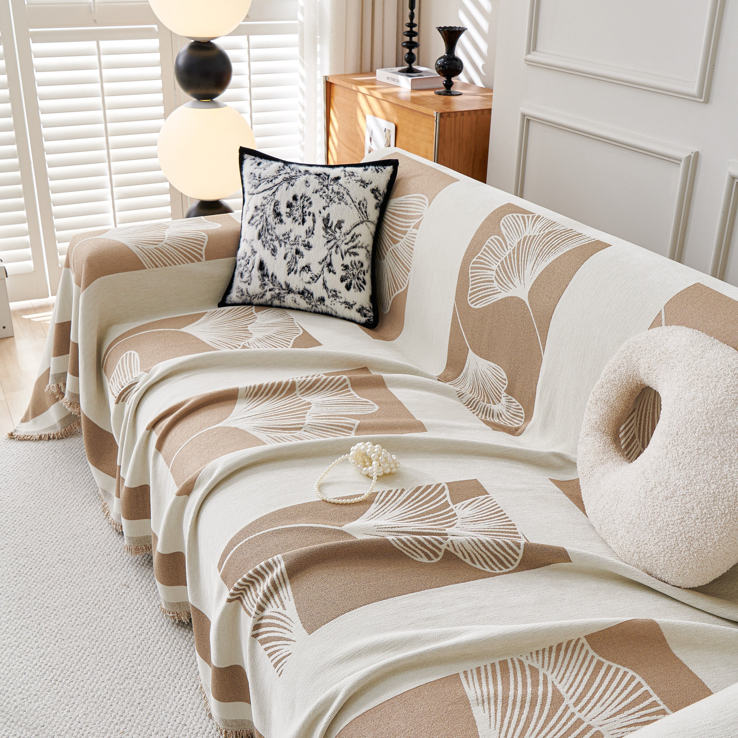 Reversible Ginkgo Leaf Furniture Slipcovers for Sofas Scratch Resistant Sectional Sofa Throw Covers - Image 81