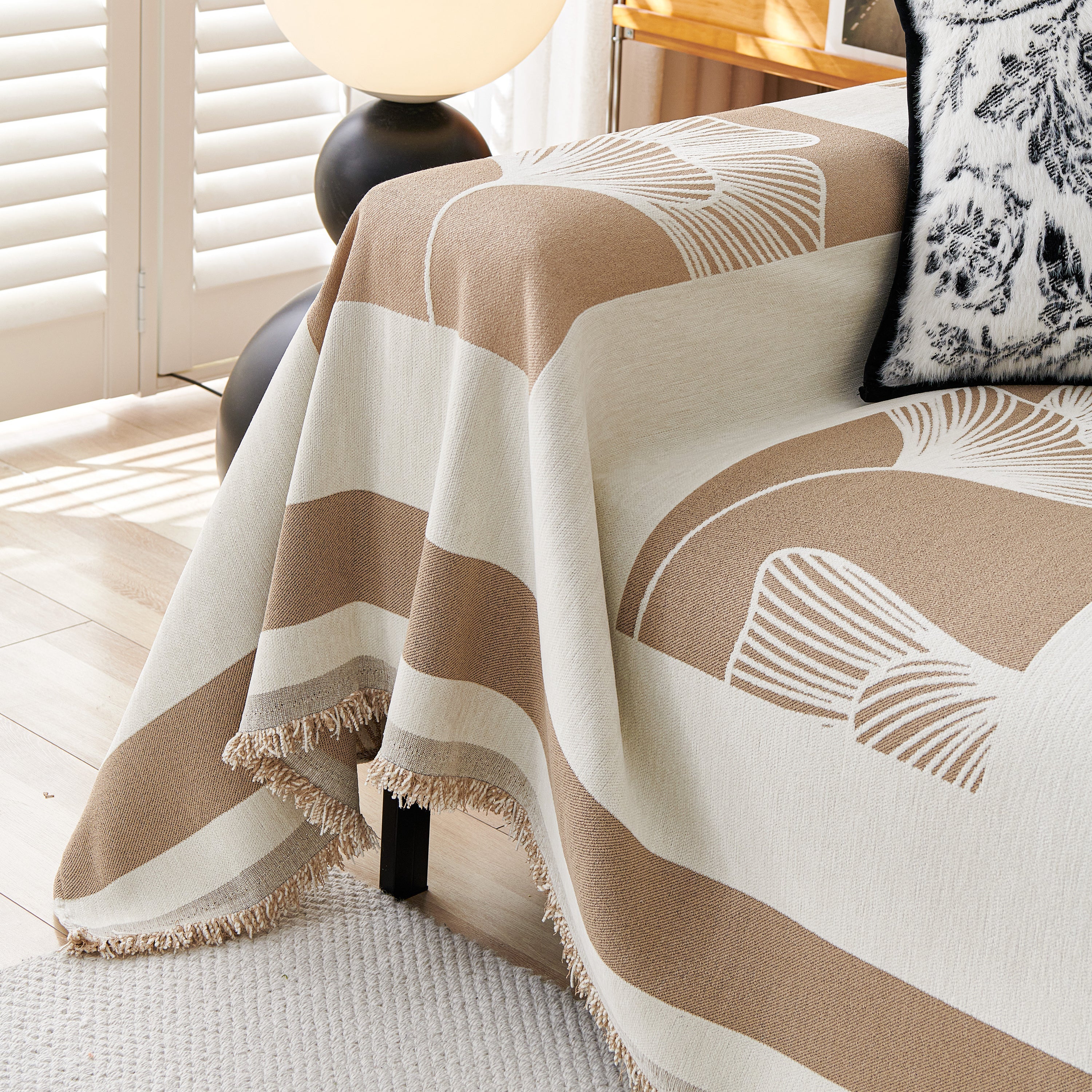 Reversible Ginkgo Leaf Furniture Slipcovers for Sofas Scratch Resistant Sectional Sofa Throw Covers - Image 83
