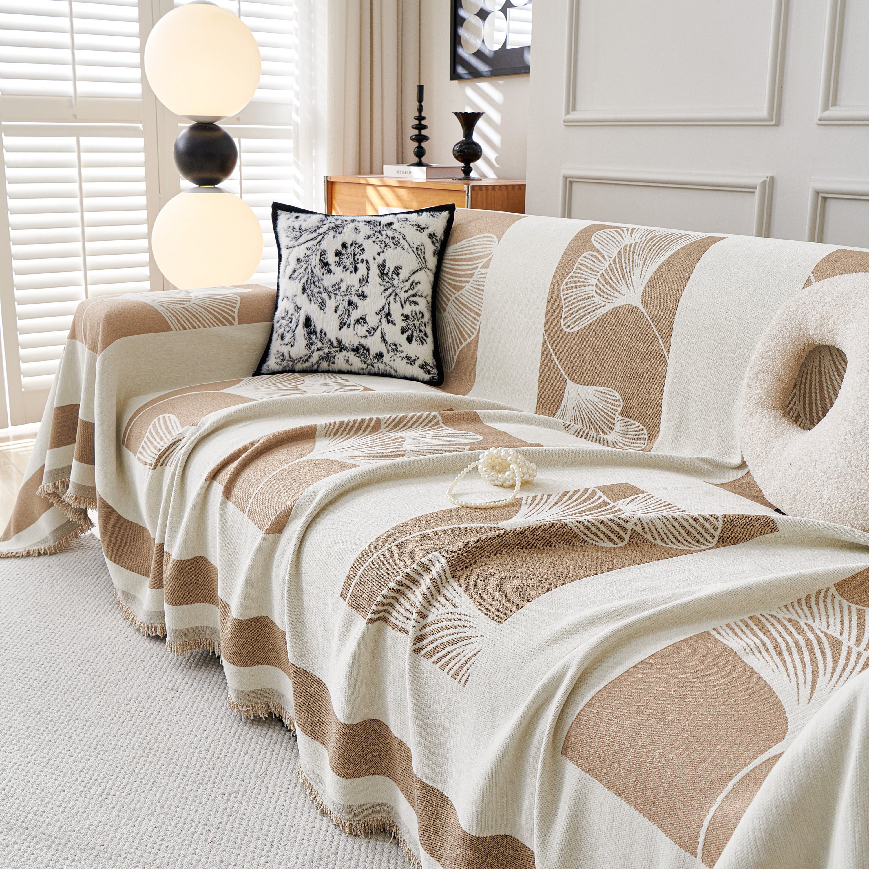 Reversible Ginkgo Leaf Furniture Slipcovers for Sofas Scratch Resistant Sectional Sofa Throw Covers - Image 84
