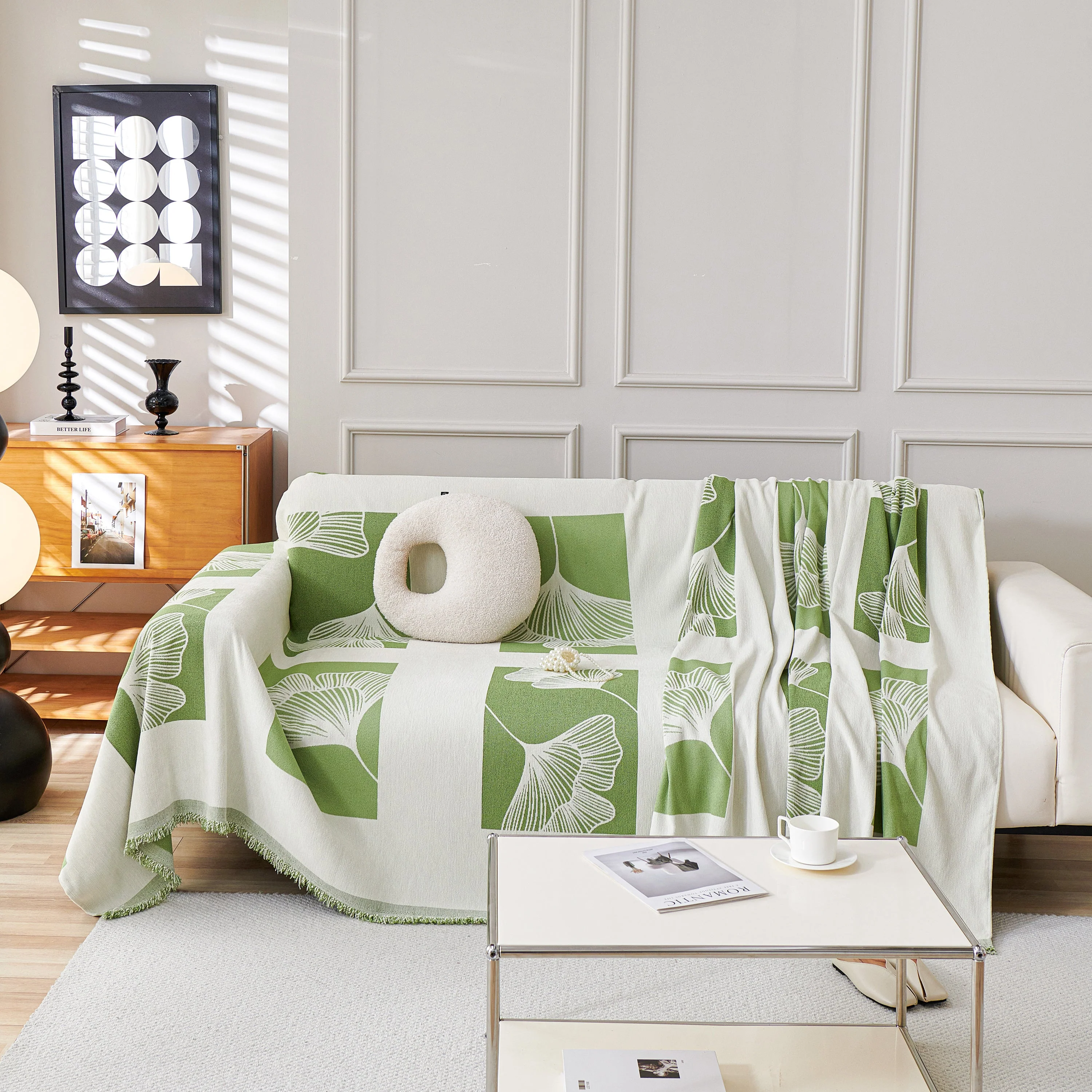 Reversible Ginkgo Leaf Furniture Slipcovers for Sofas Scratch Resistant Sectional Sofa Throw Covers - Image 9