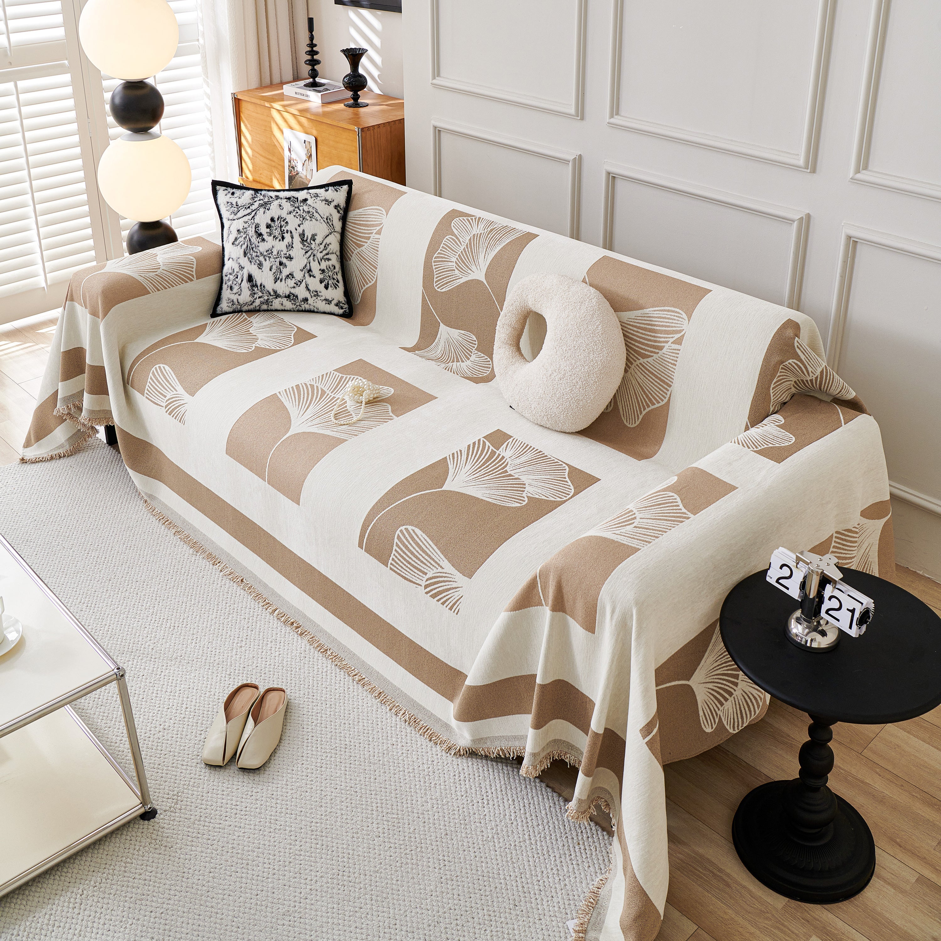 Reversible Ginkgo Leaf Furniture Slipcovers for Sofas Scratch Resistant Sectional Sofa Throw Covers - Image 91