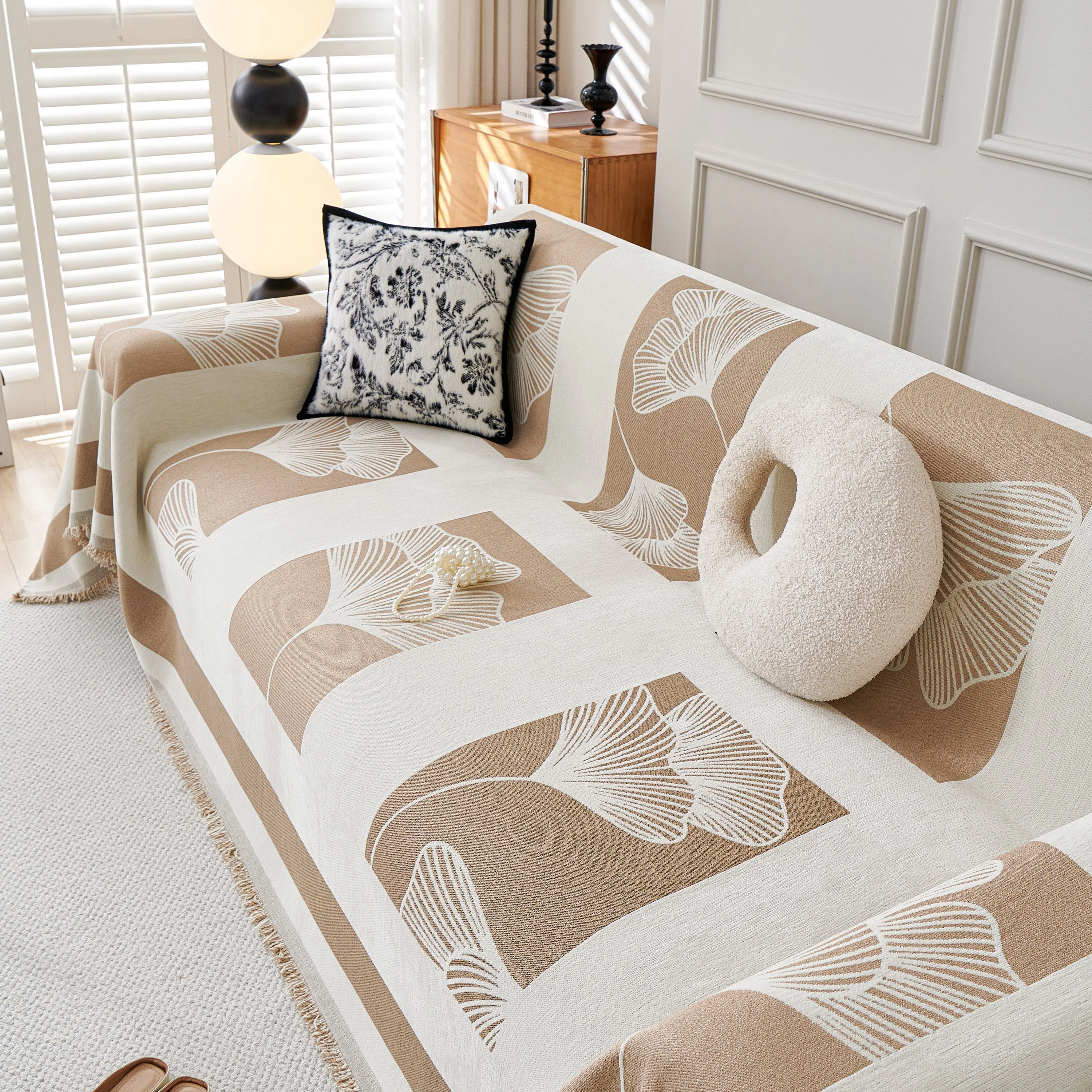 Reversible Ginkgo Leaf Furniture Slipcovers for Sofas Scratch Resistant Sectional Sofa Throw Covers - Image 92
