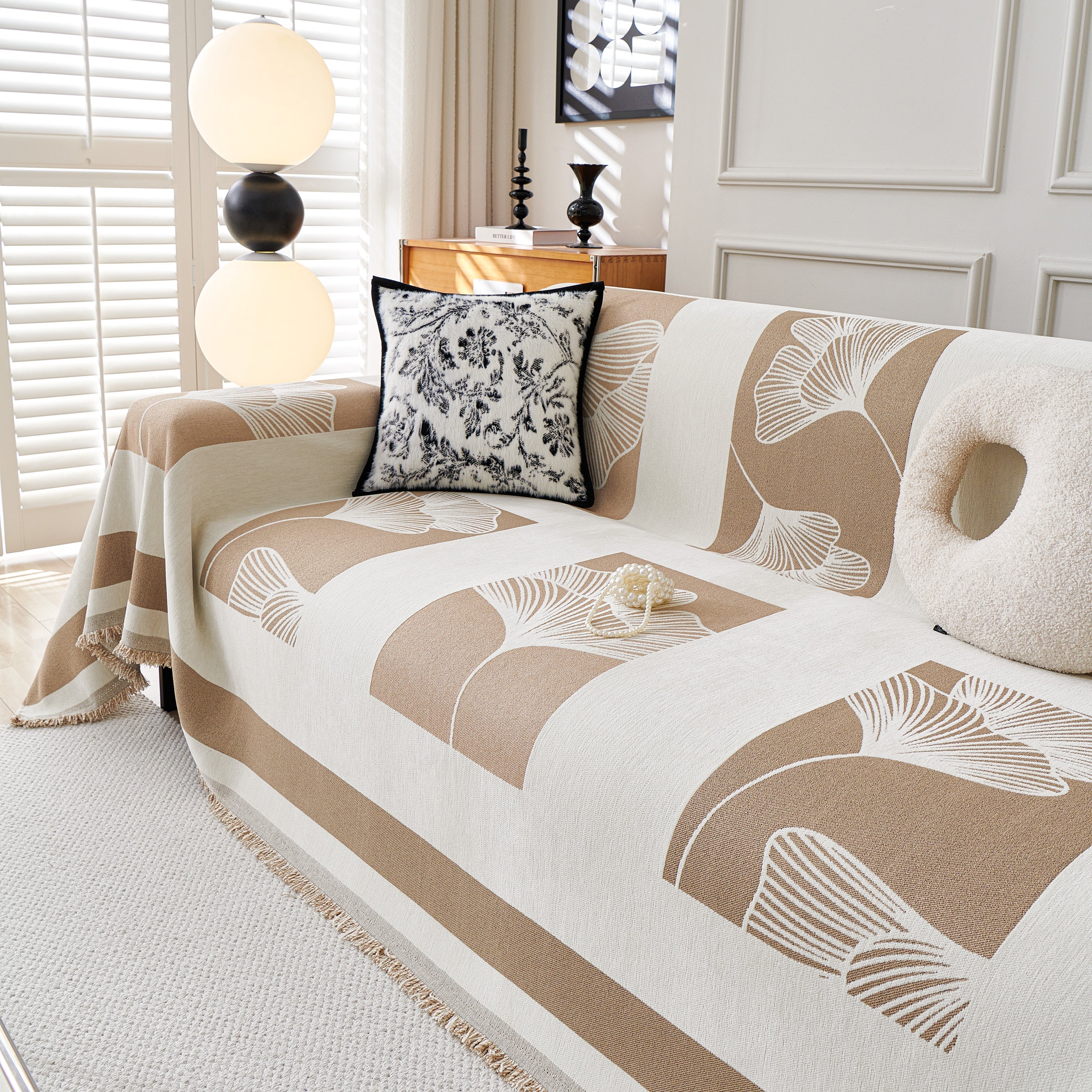 Reversible Ginkgo Leaf Furniture Slipcovers for Sofas Scratch Resistant Sectional Sofa Throw Covers - Image 96