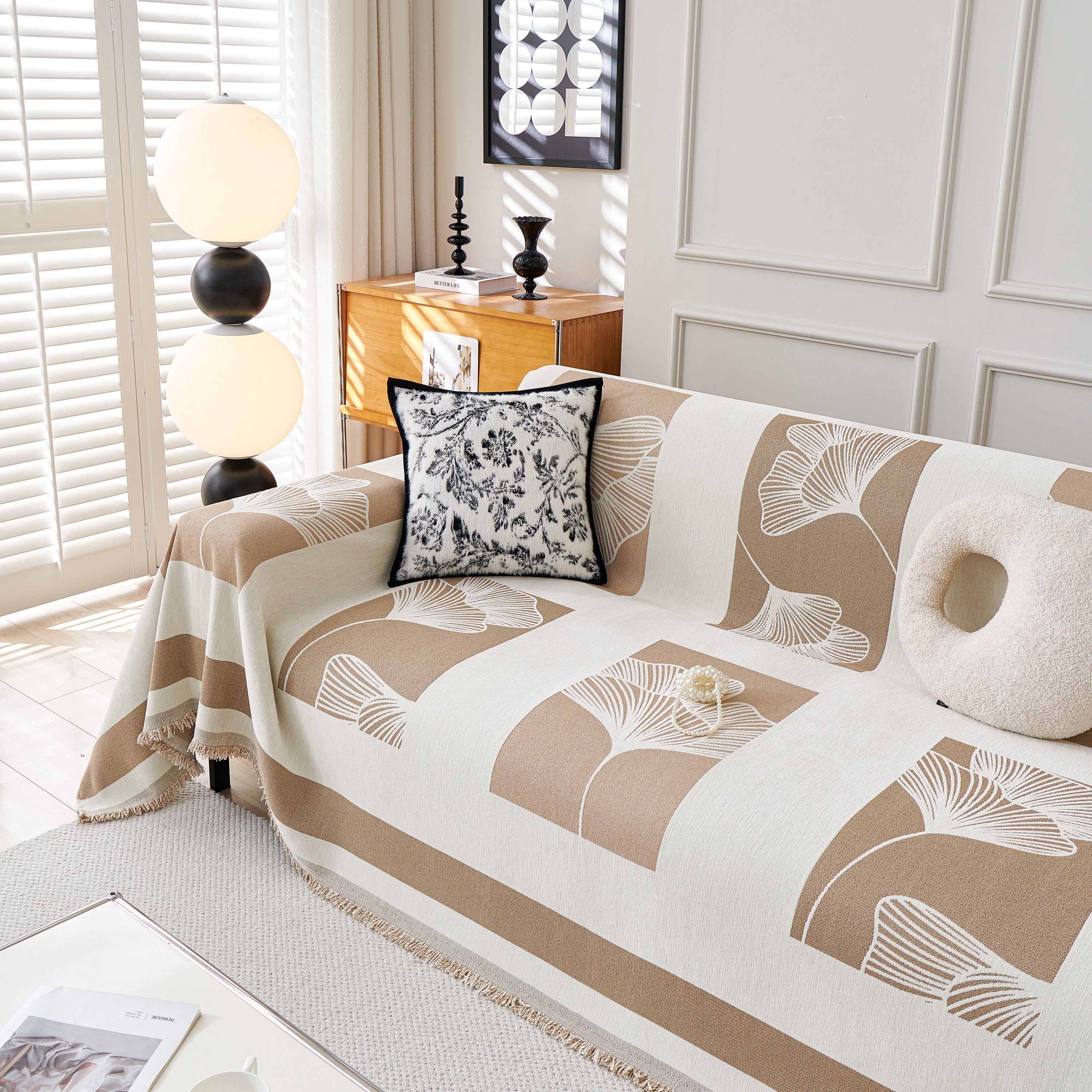 Reversible Ginkgo Leaf Furniture Slipcovers for Sofas Scratch Resistant Sectional Sofa Throw Covers - Image 97