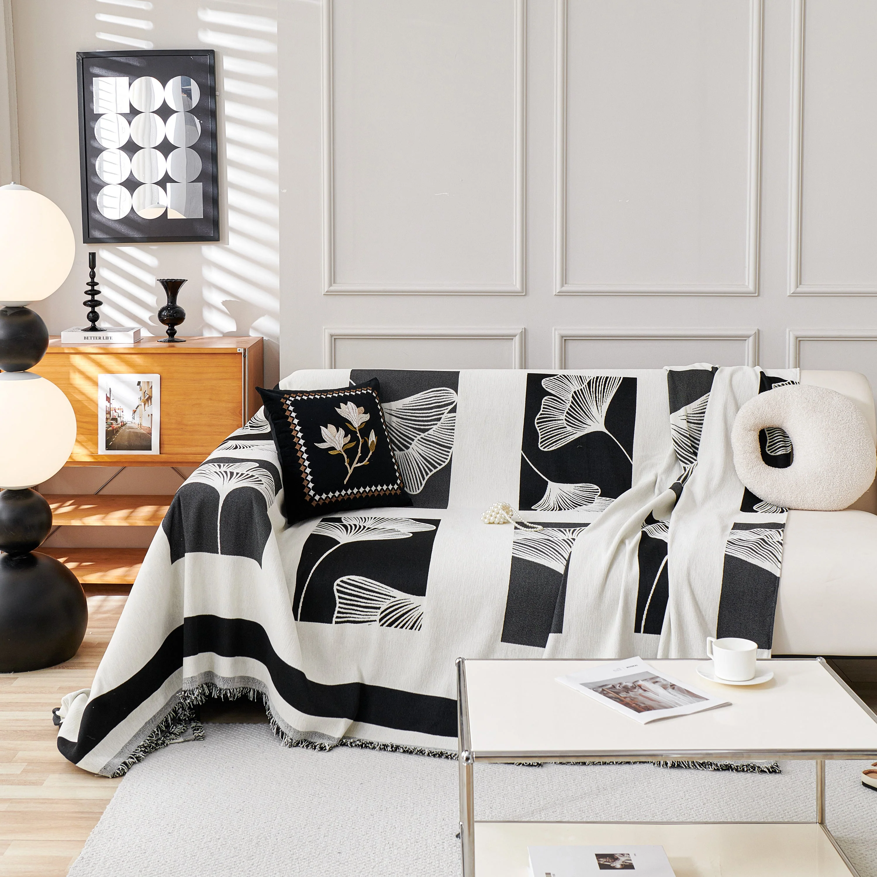 Reversible Ginkgo Leaf Furniture Slipcovers for Sofas Scratch Resistant Sectional Sofa Throw Covers - Image 98