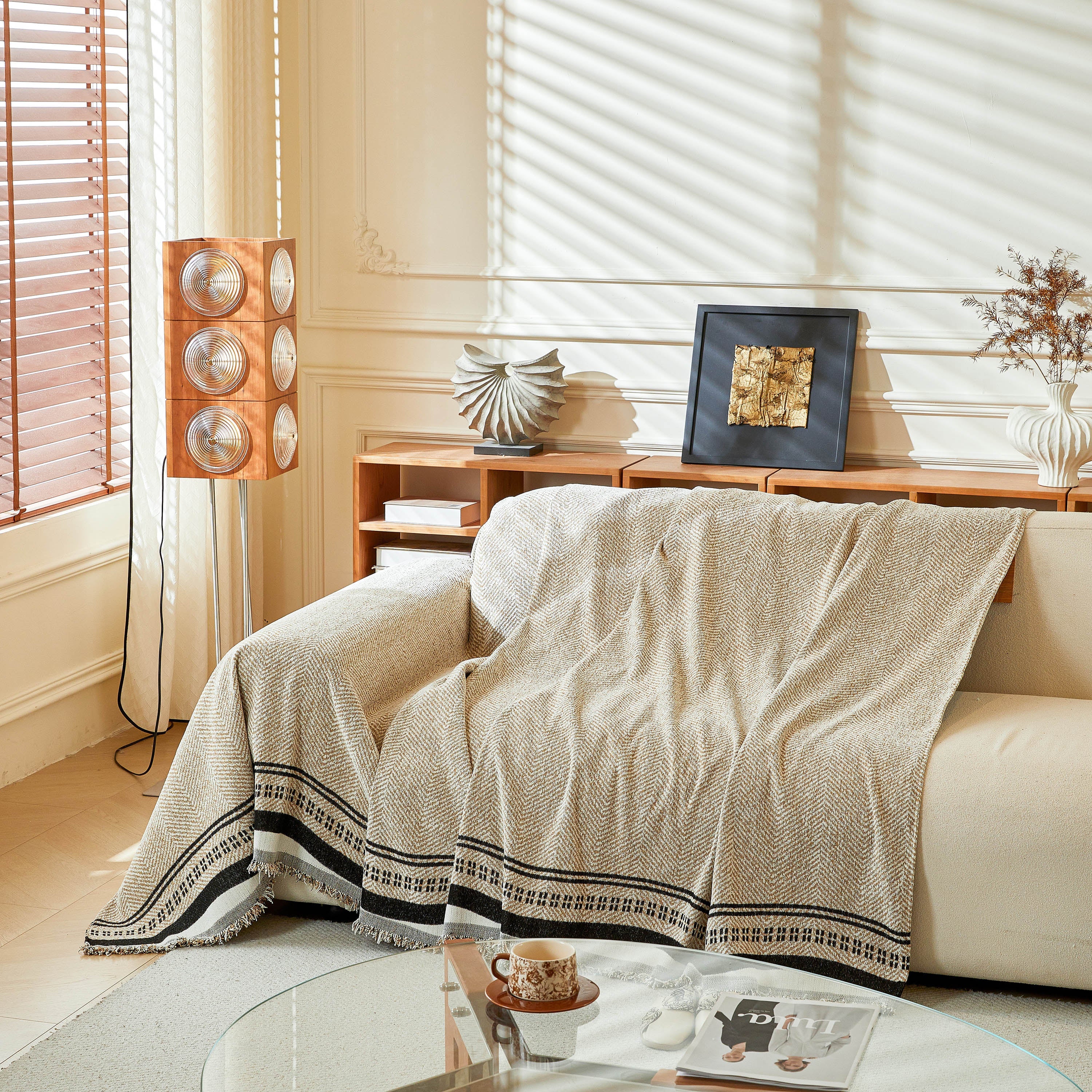 Reversible Herringbone Sofa Cover, 2-in-1 Classic British Throw Blanket for Couch - Image 105