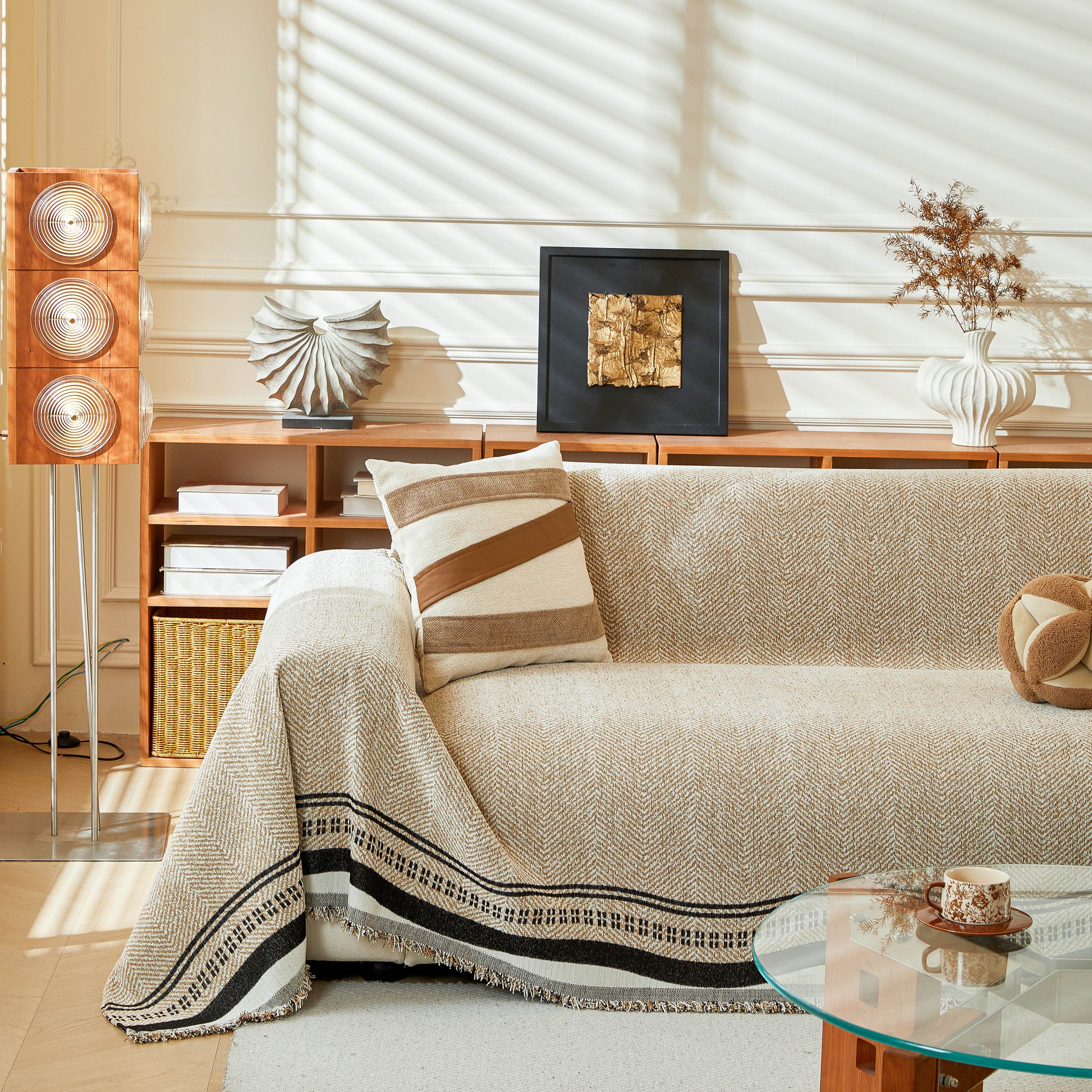 Reversible Herringbone Sofa Cover, 2-in-1 Classic British Throw Blanket for Couch - Image 107
