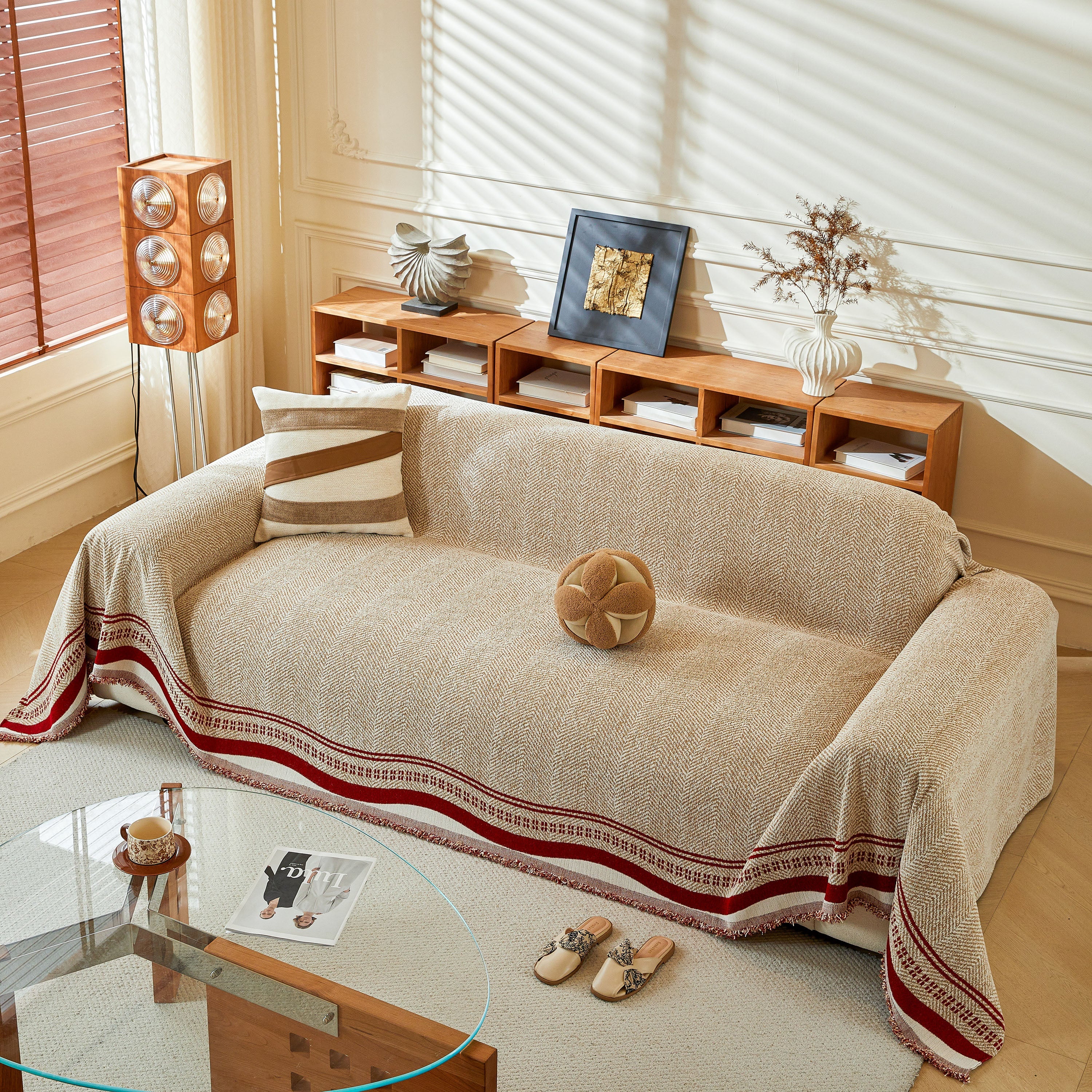 Reversible Herringbone Sofa Cover, 2-in-1 Classic British Throw Blanket for Couch - Image 11