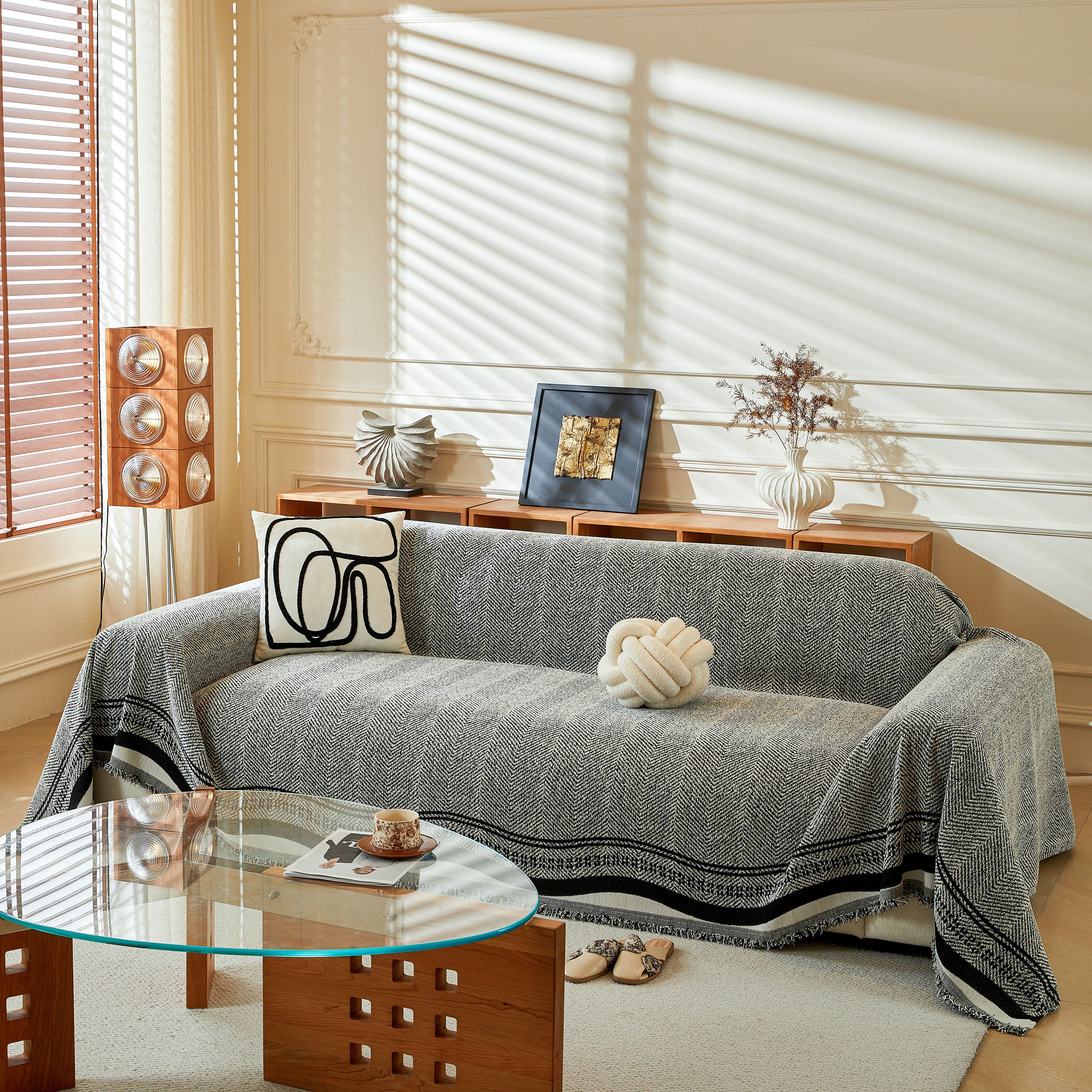 Reversible Herringbone Sofa Cover, 2-in-1 Classic British Throw Blanket for Couch - Image 112