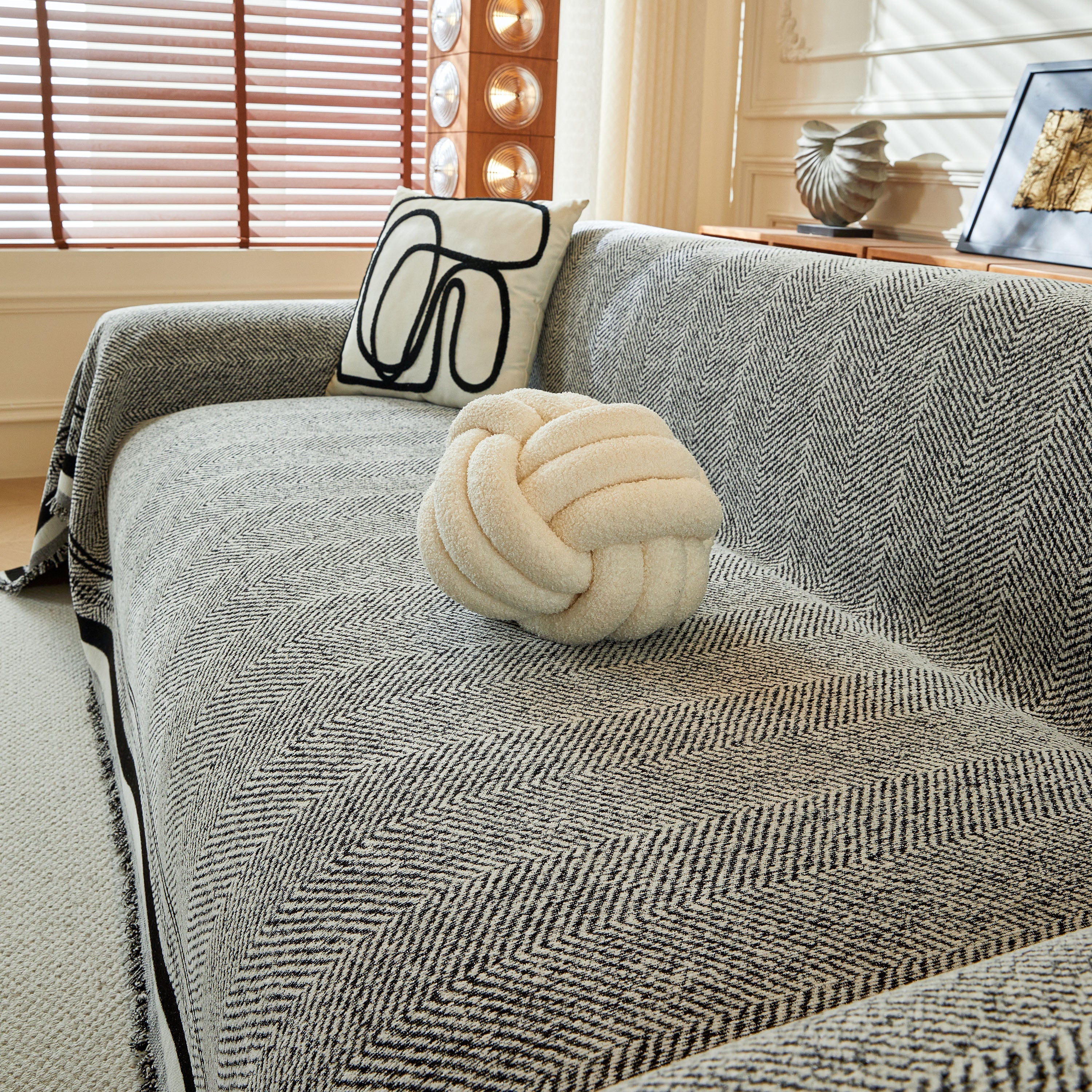 Reversible Herringbone Sofa Cover, 2-in-1 Classic British Throw Blanket for Couch - Image 115