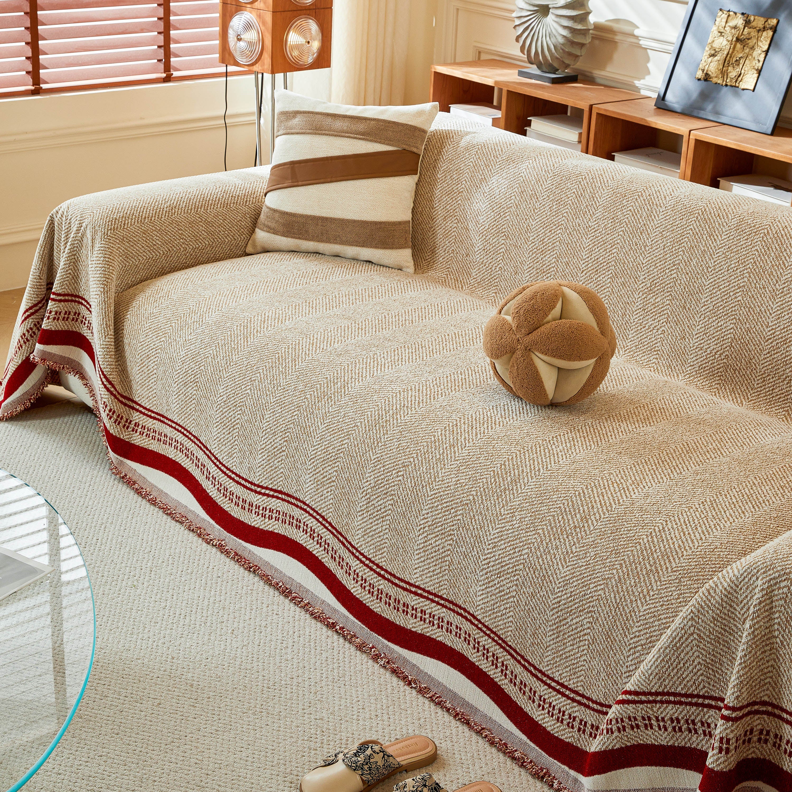 Reversible Herringbone Sofa Cover, 2-in-1 Classic British Throw Blanket for Couch - Image 12
