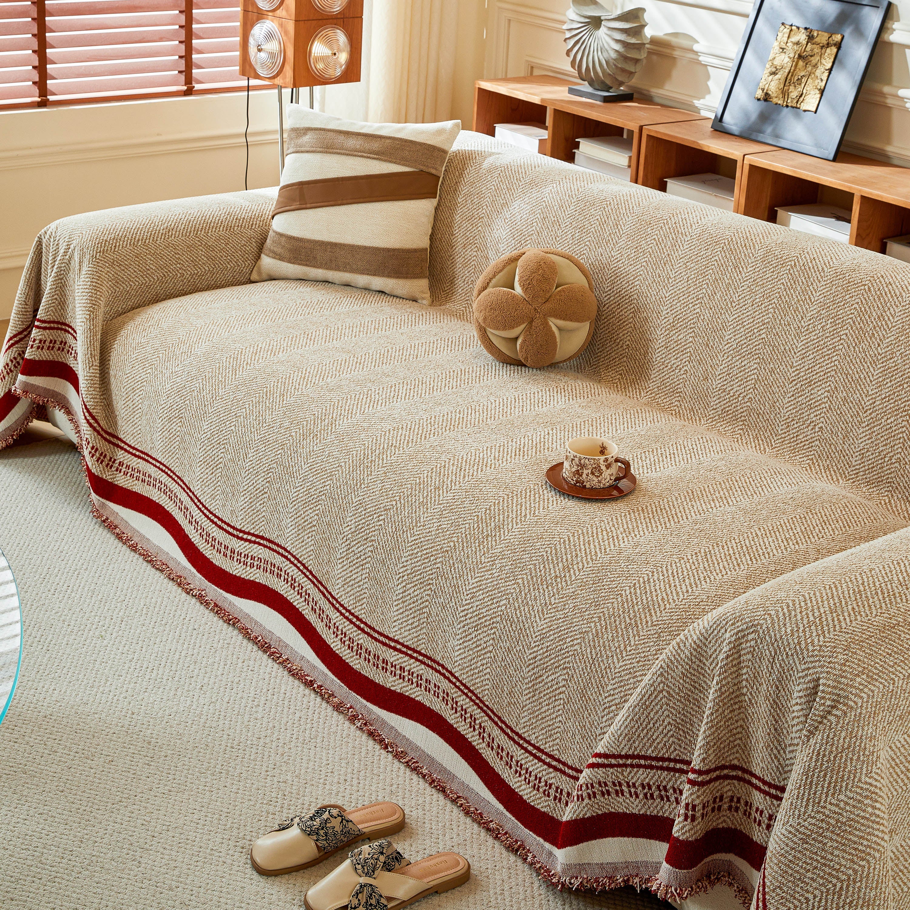 Reversible Herringbone Sofa Cover, 2-in-1 Classic British Throw Blanket for Couch - Image 13