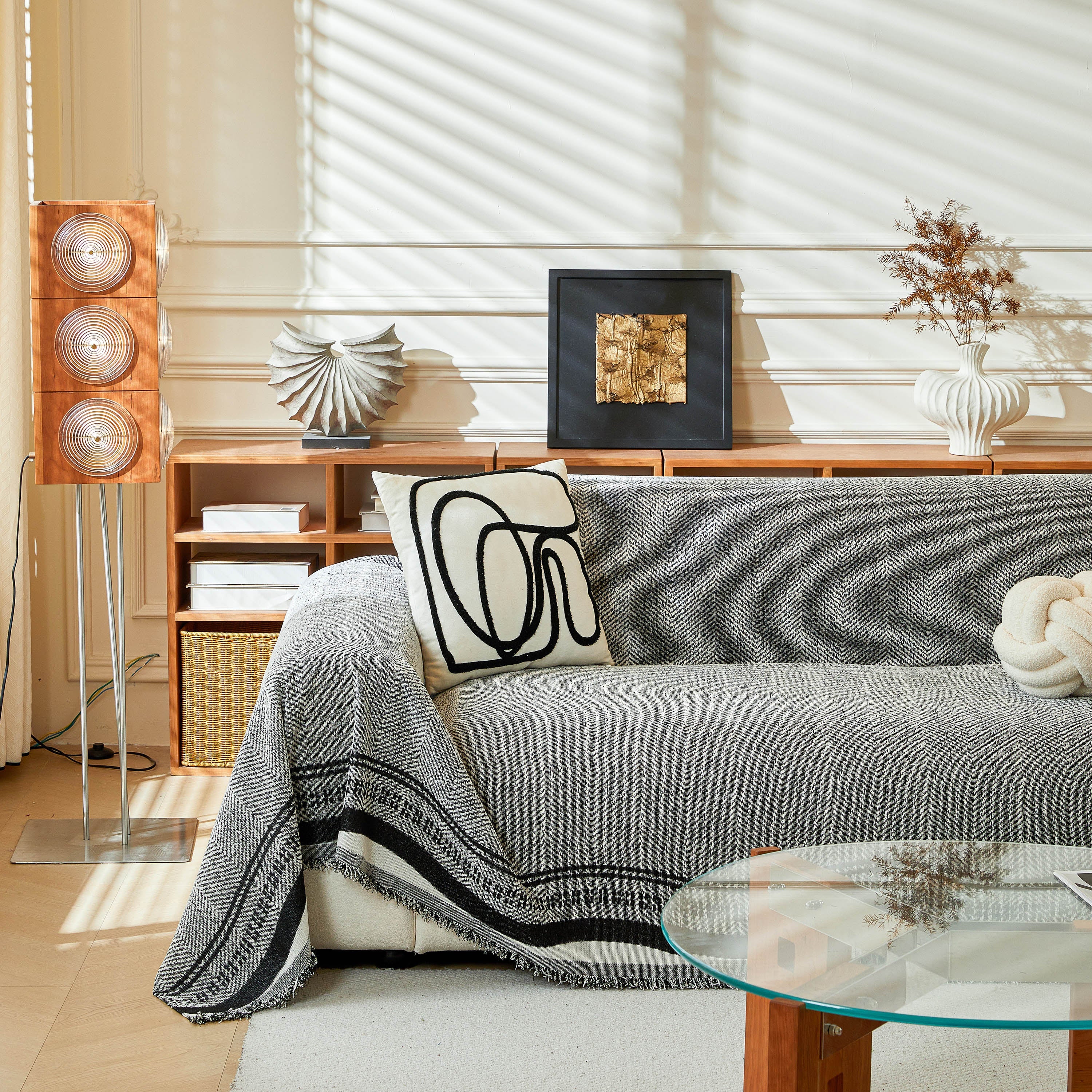 Reversible Herringbone Sofa Cover, 2-in-1 Classic British Throw Blanket for Couch - Image 131