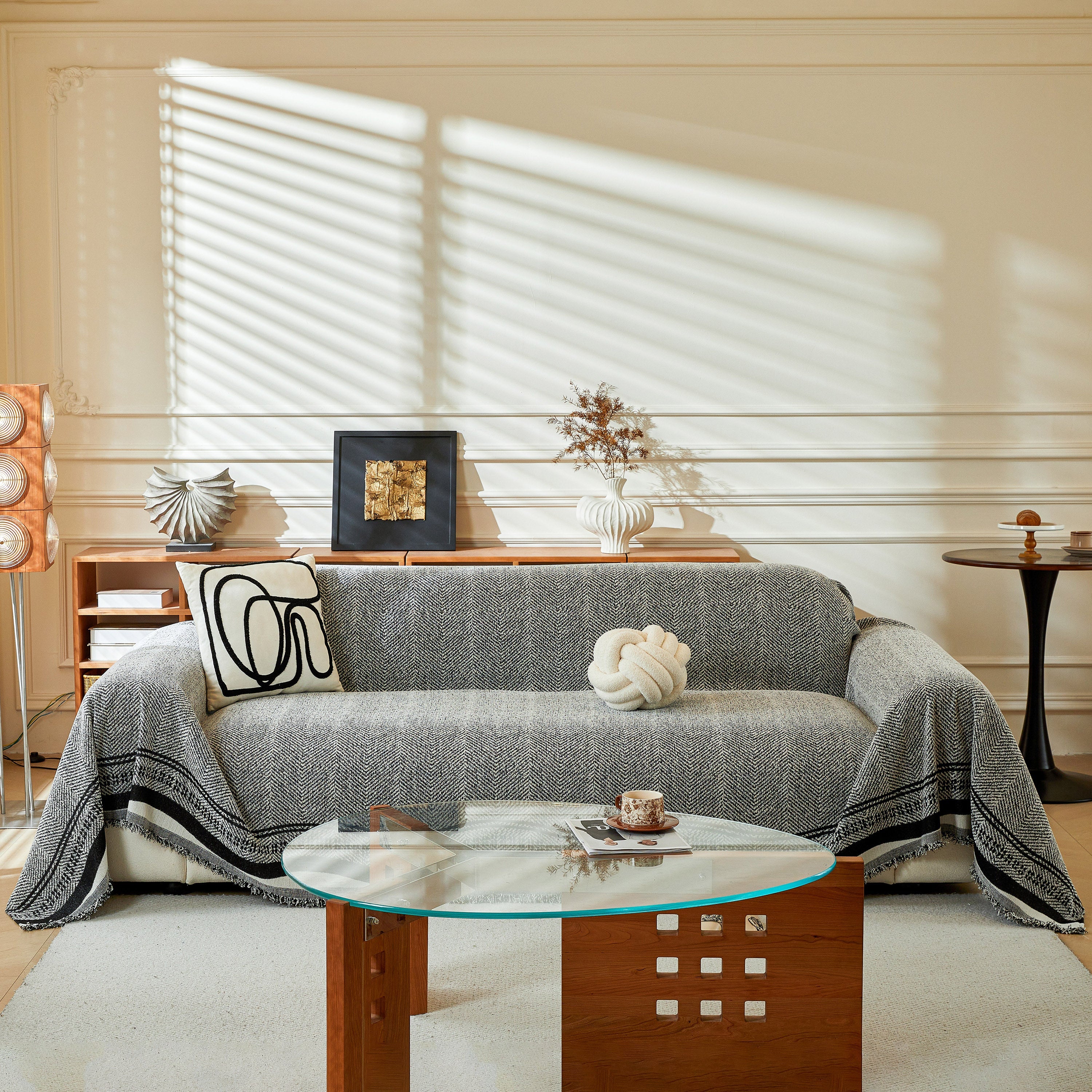 Reversible Herringbone Sofa Cover, 2-in-1 Classic British Throw Blanket for Couch - Image 132