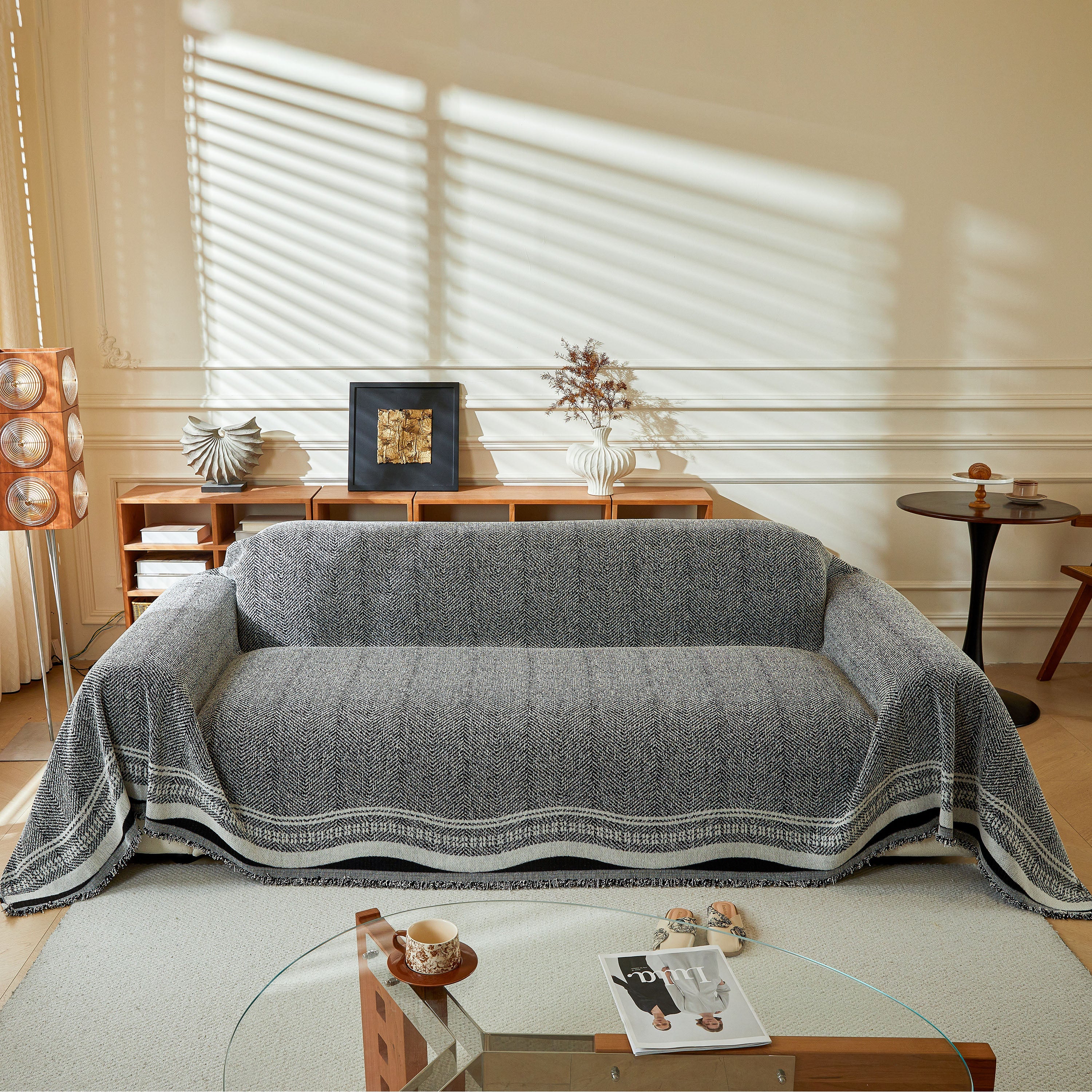 Reversible Herringbone Sofa Cover, 2-in-1 Classic British Throw Blanket for Couch - Image 133