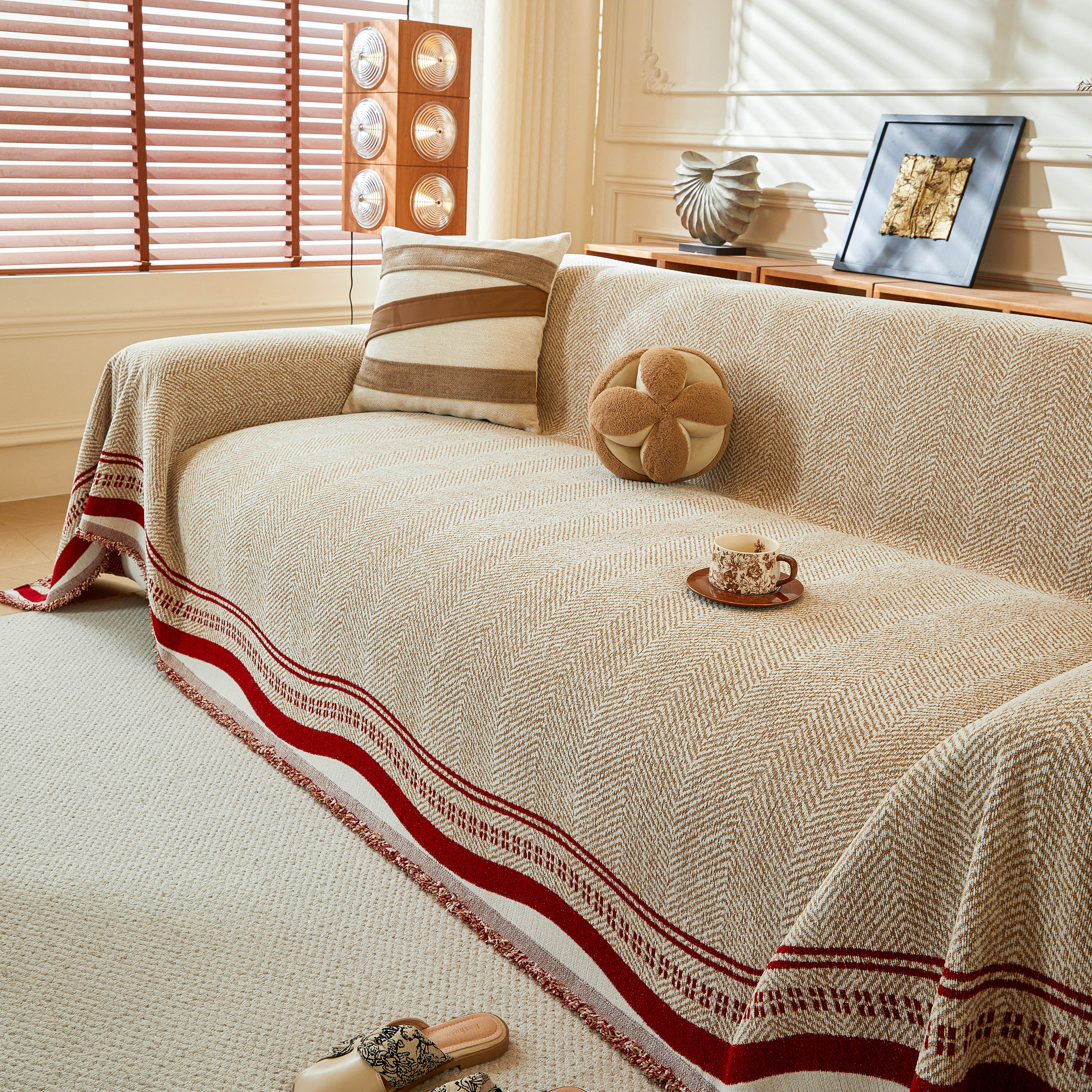 Reversible Herringbone Sofa Cover, 2-in-1 Classic British Throw Blanket for Couch - Image 14