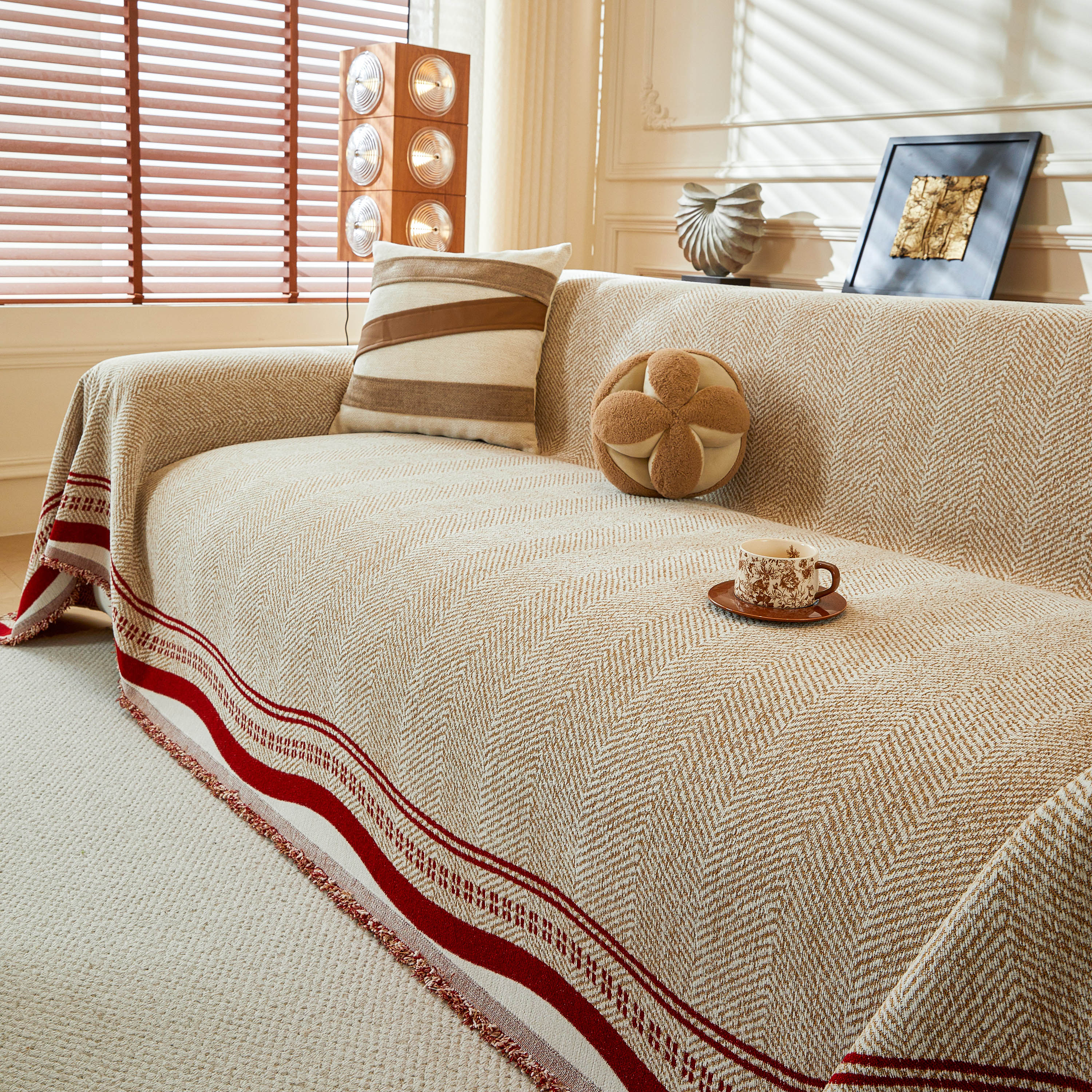 Reversible Herringbone Sofa Cover, 2-in-1 Classic British Throw Blanket for Couch - Image 15
