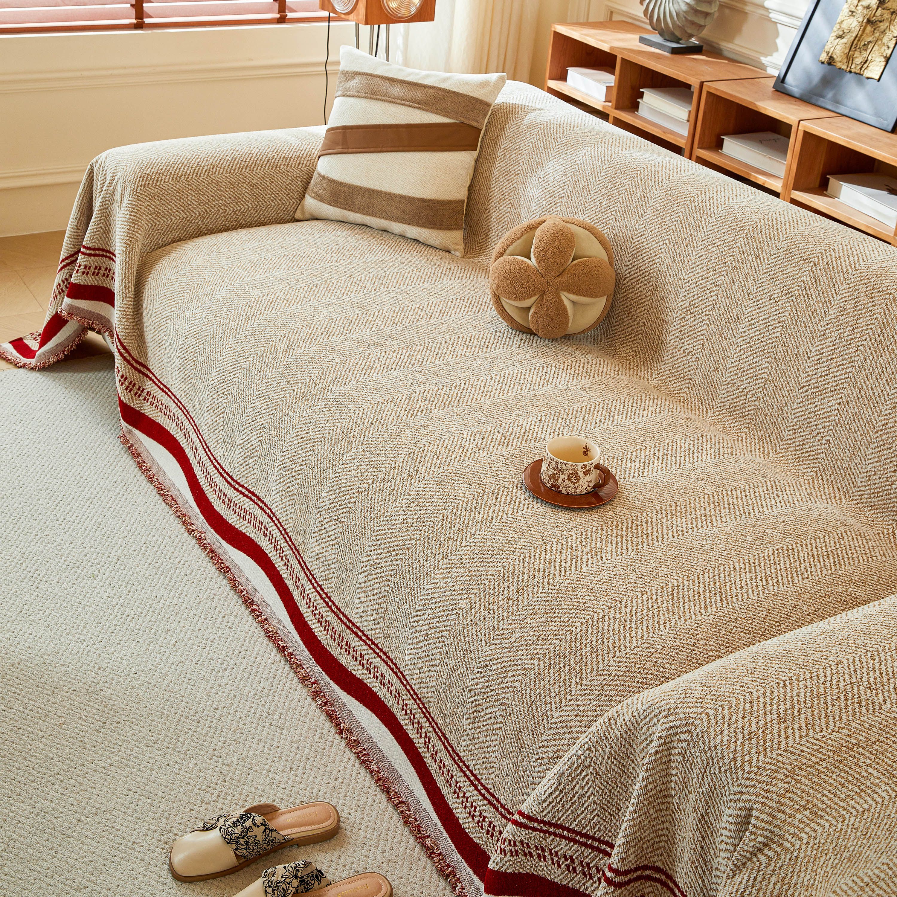 Reversible Herringbone Sofa Cover, 2-in-1 Classic British Throw Blanket for Couch - Image 19