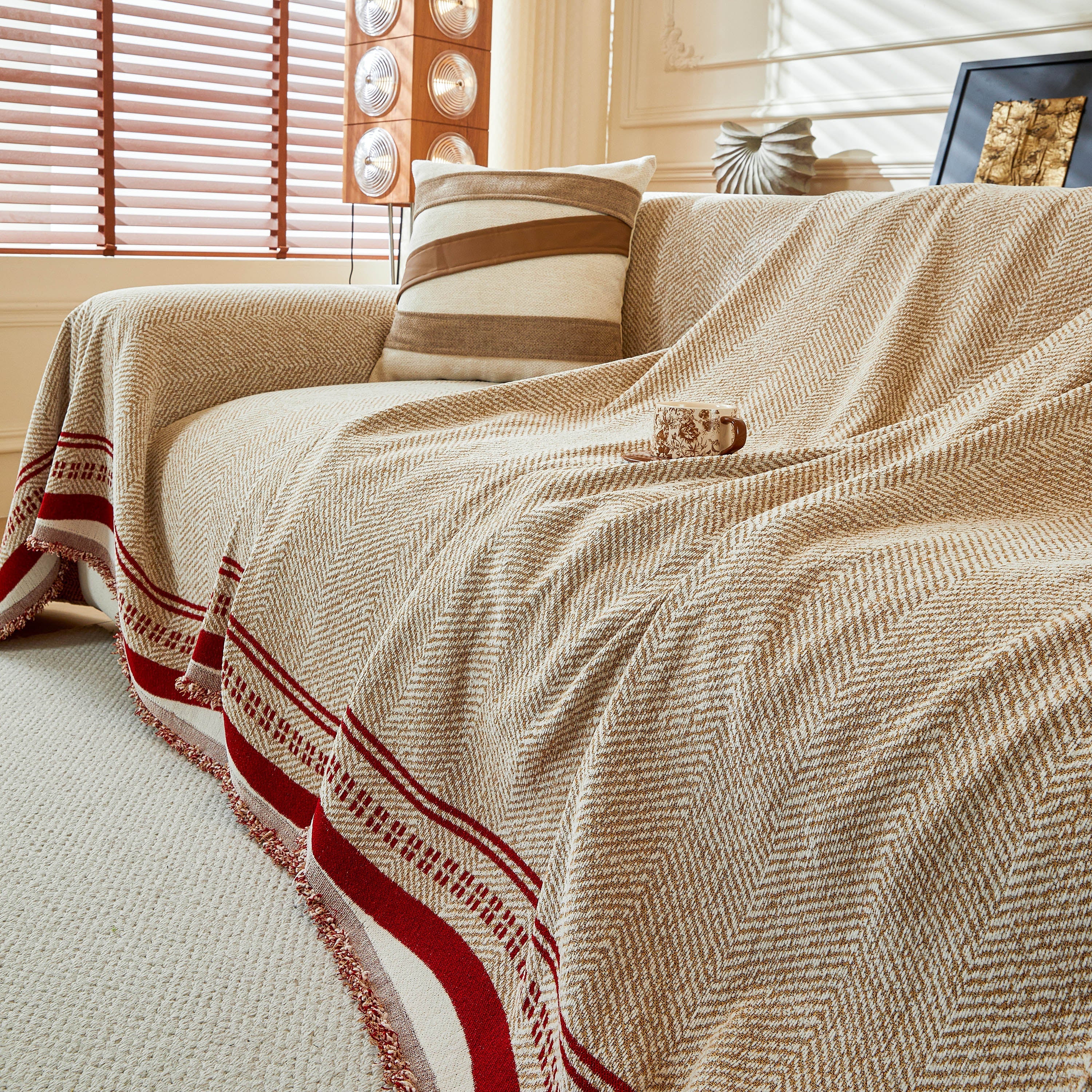 Reversible Herringbone Sofa Cover, 2-in-1 Classic British Throw Blanket for Couch - Image 21