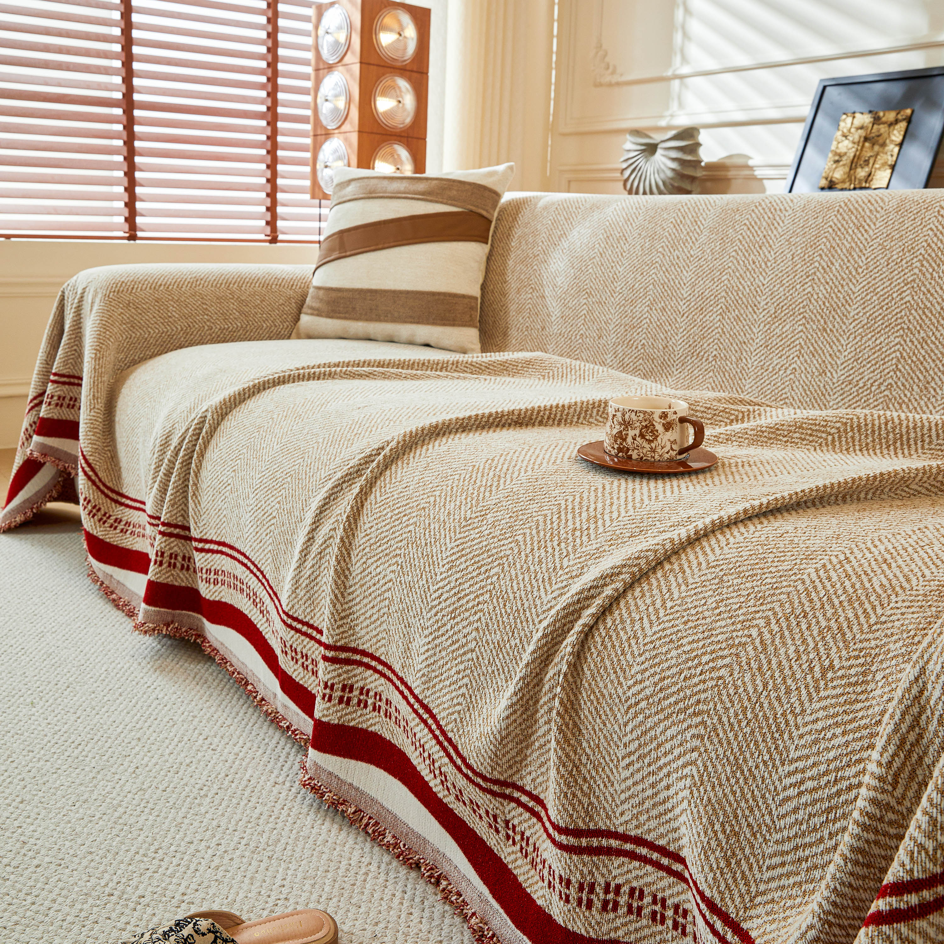 Reversible Herringbone Sofa Cover, 2-in-1 Classic British Throw Blanket for Couch - Image 22