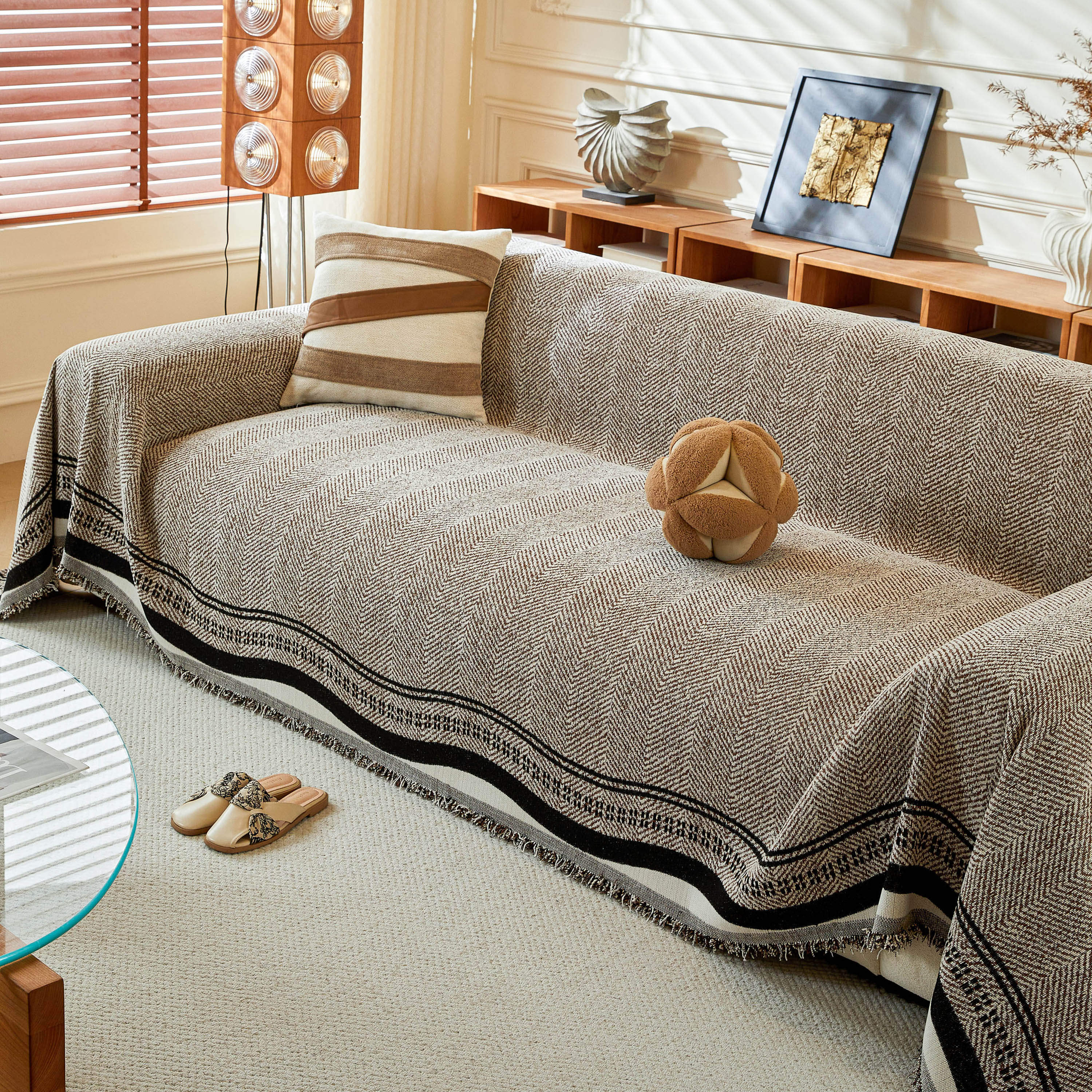 Reversible Herringbone Sofa Cover, 2-in-1 Classic British Throw Blanket for Couch - Image 28